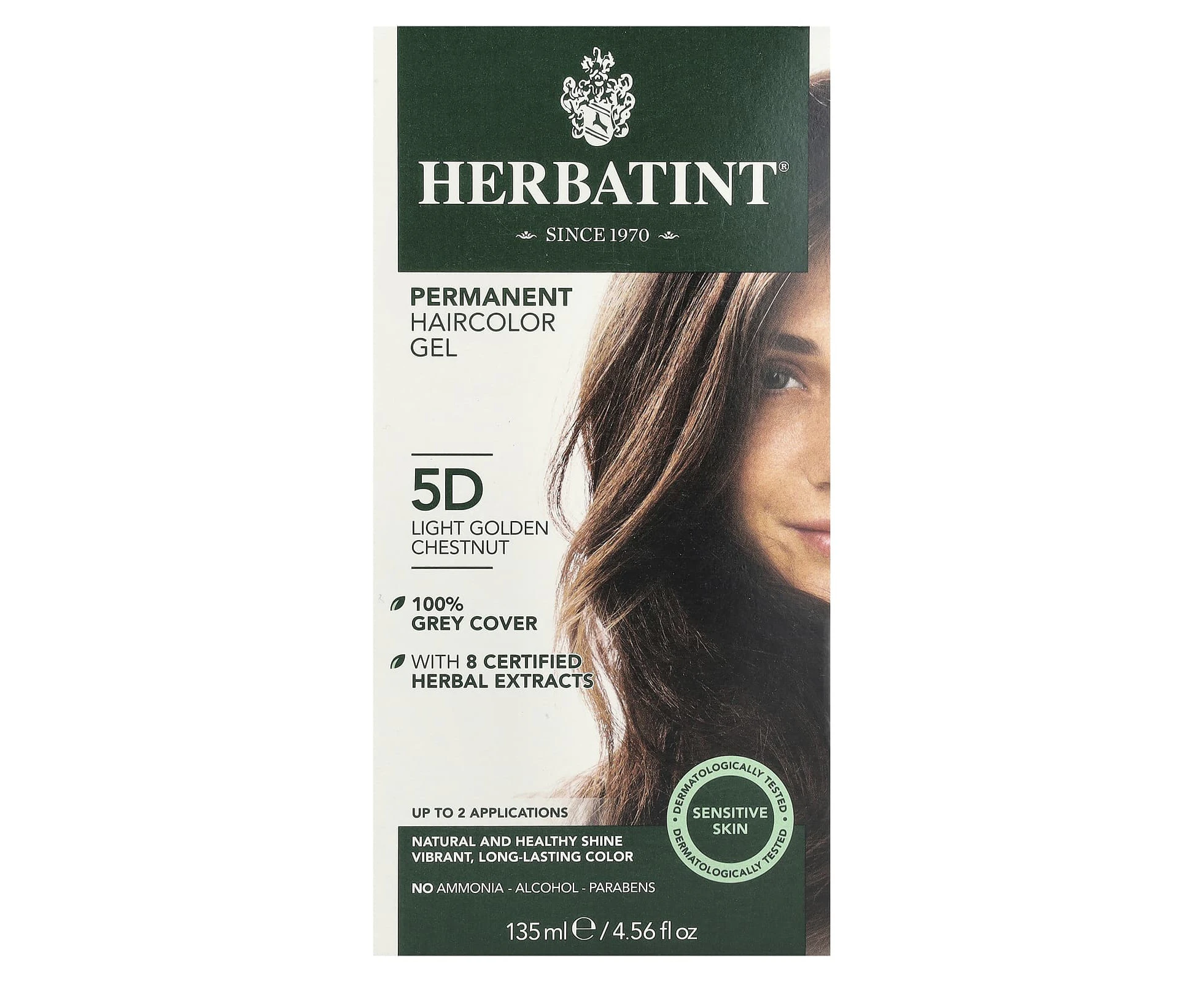 Herbatint, Permanent Haircolor Gel, 5D, Light Golden Chestnut, 4.56 fl oz (135 ml)