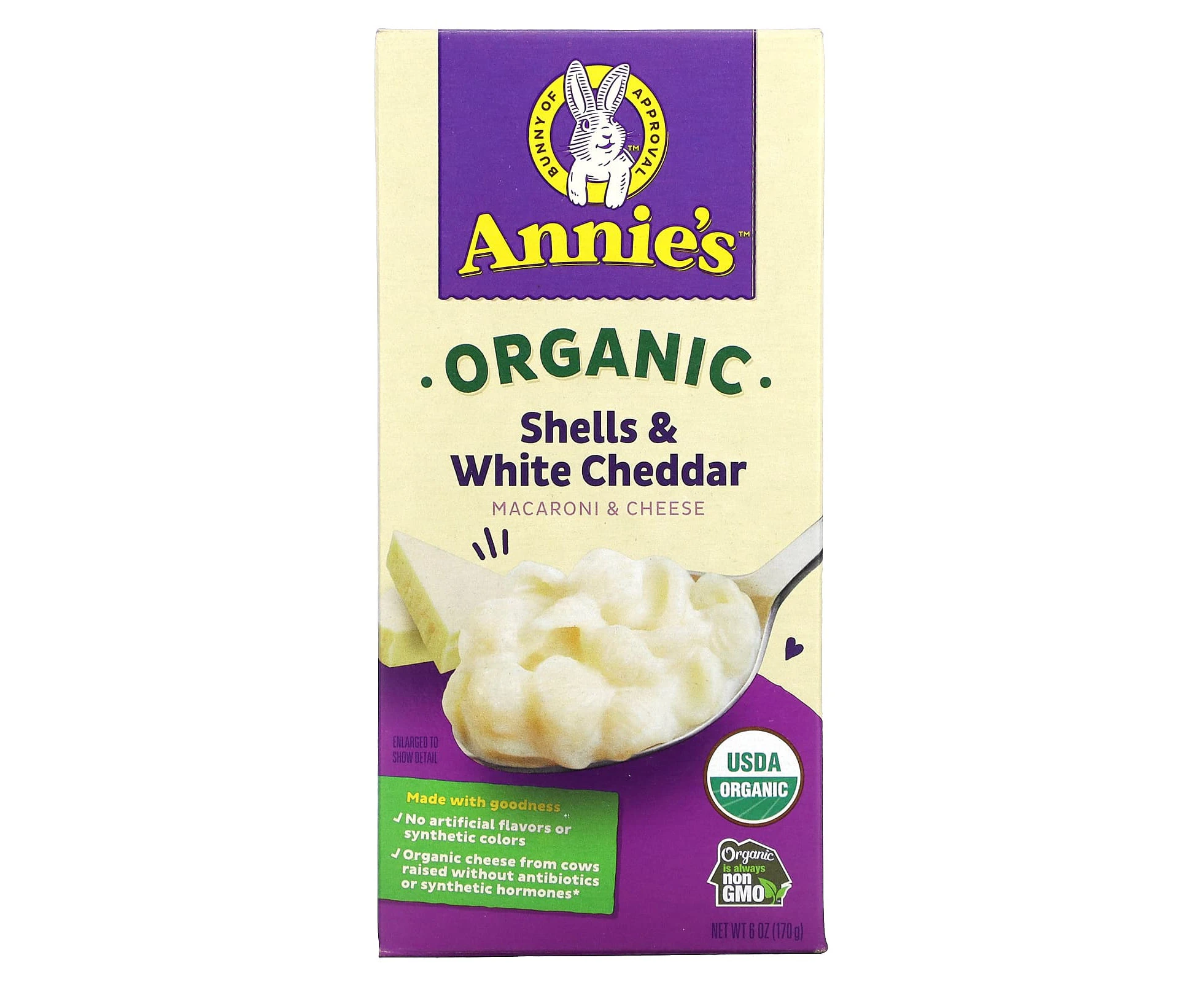 Annie's Homegrown, Organic Macaroni & Cheese, Shells and White Cheddar, 6 oz (170 g)