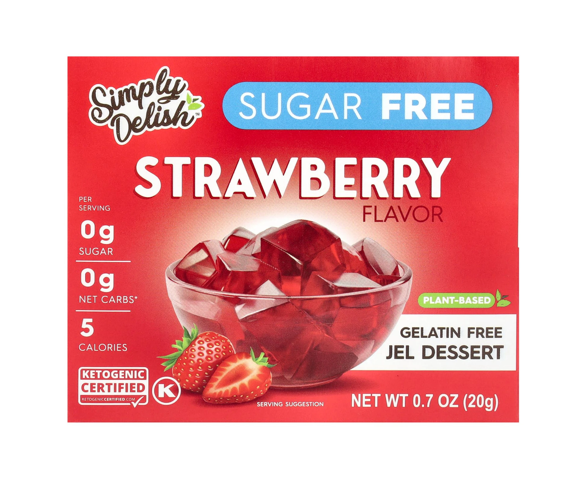 Natural Simply Delish, Gelatin Free Jel Dessert, Sugar Free, Strawberry, 0.7 oz (20 g)