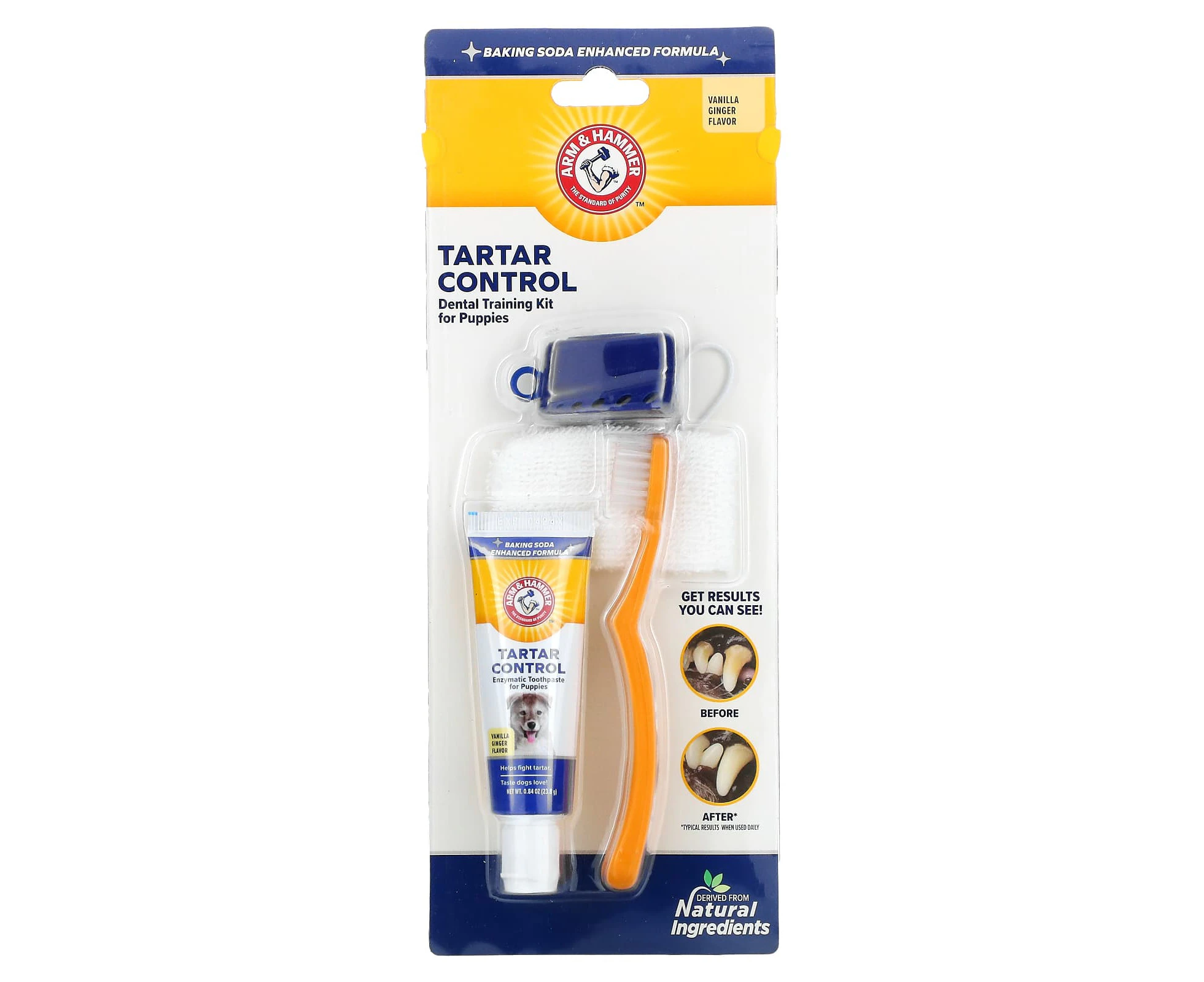 Arm & Hammer, Tartar Control, Dental Training Kit for Puppies, Vanilla Ginger, 4 Piece Kit