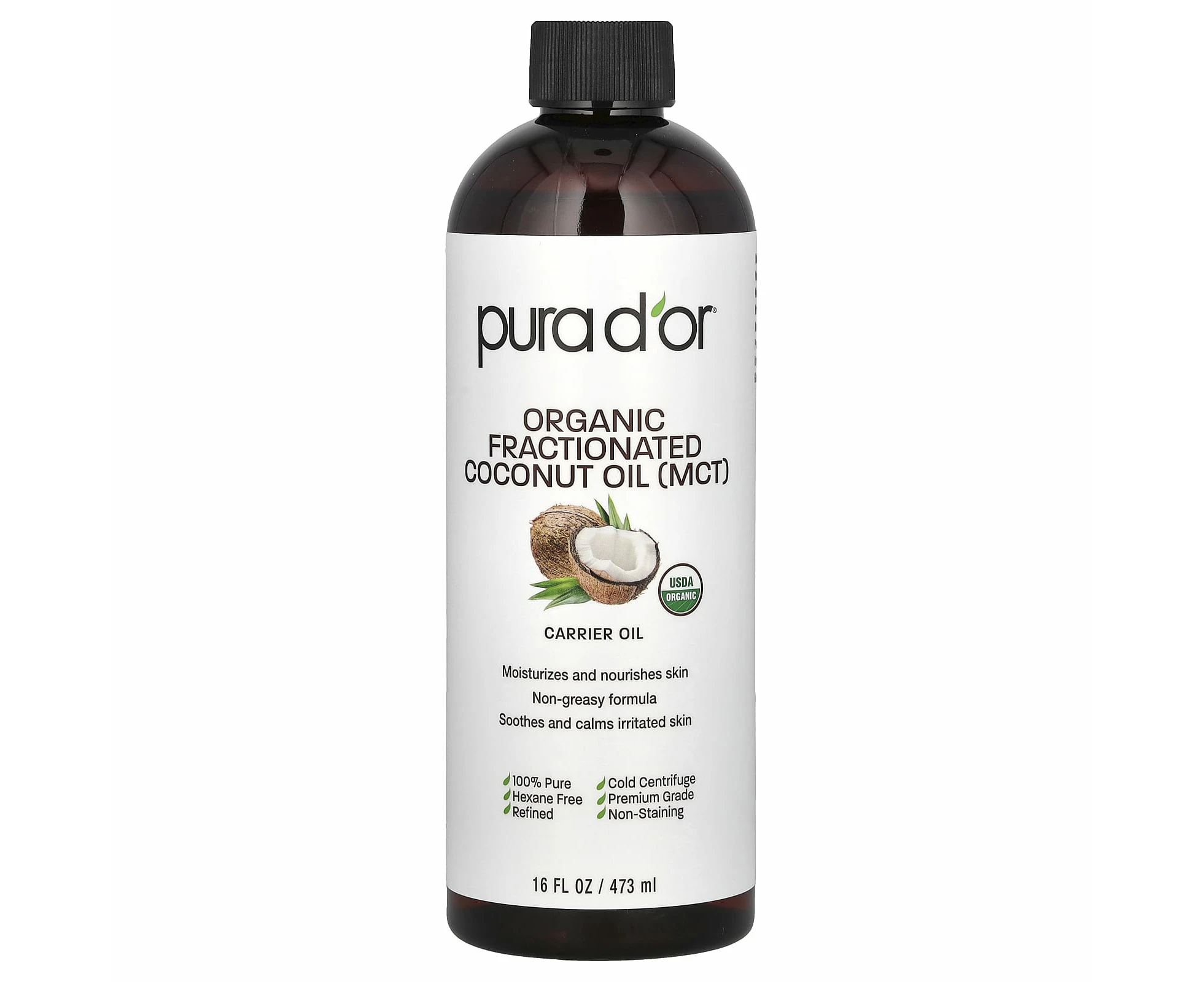 Pura D'or, Organic Fractionated Coconut Oil  (MCT), 16 fl oz (473 ml)