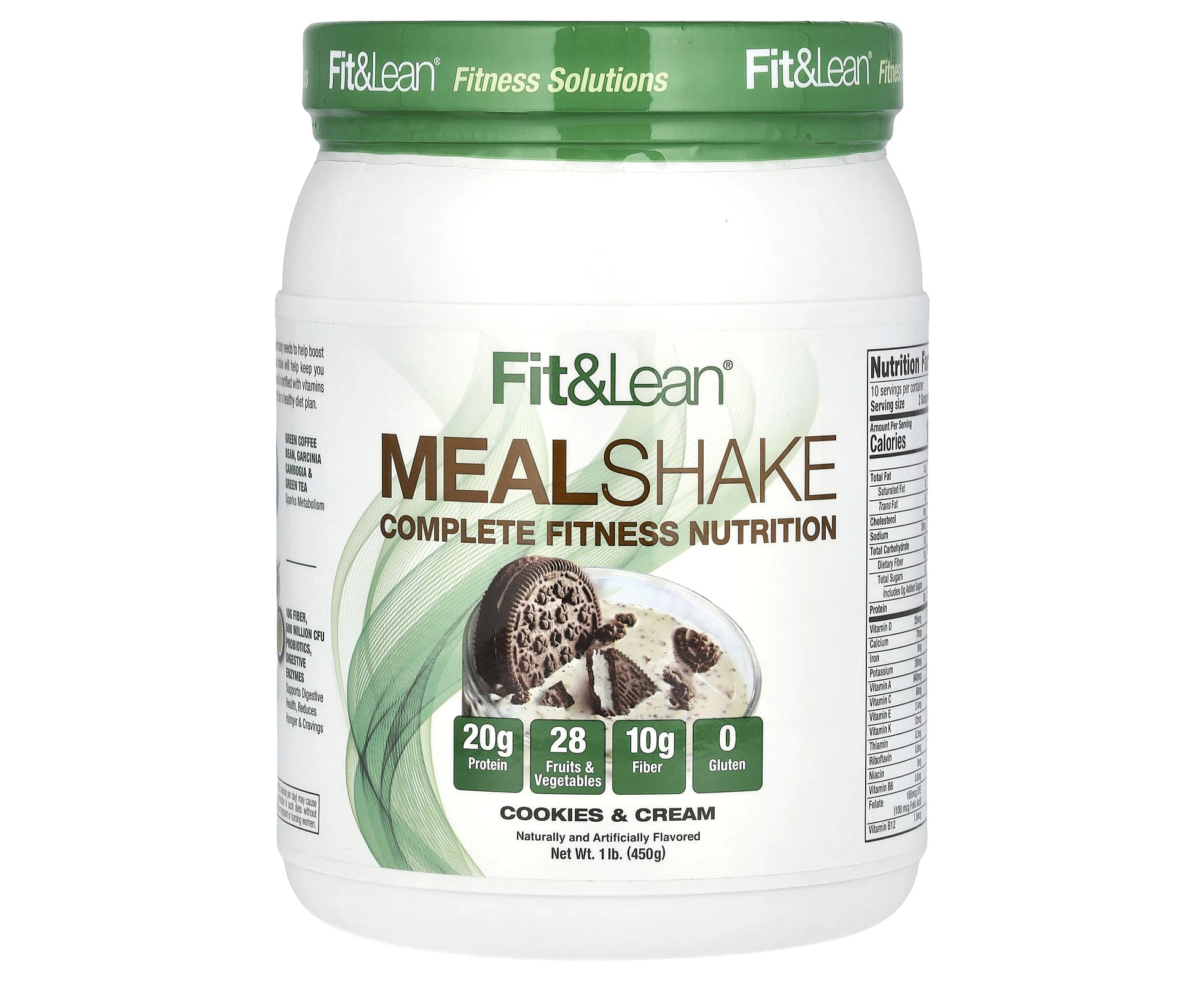 Fit & Lean, Meal Shake Complete Fitness Nutrition, Cookies & Cream, 1 lb (450 g)