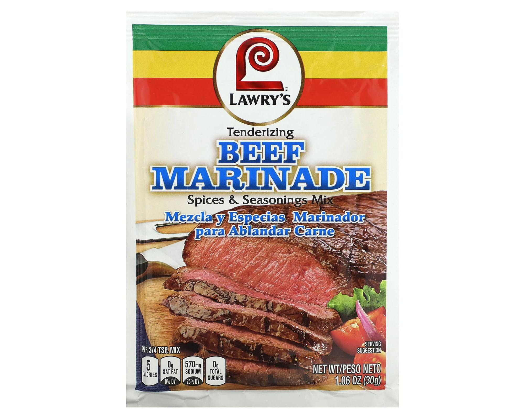 Lawry's, Tenderizing Beef Marinade, Spices & Seasonings Mix, 1.06 oz (30 g)