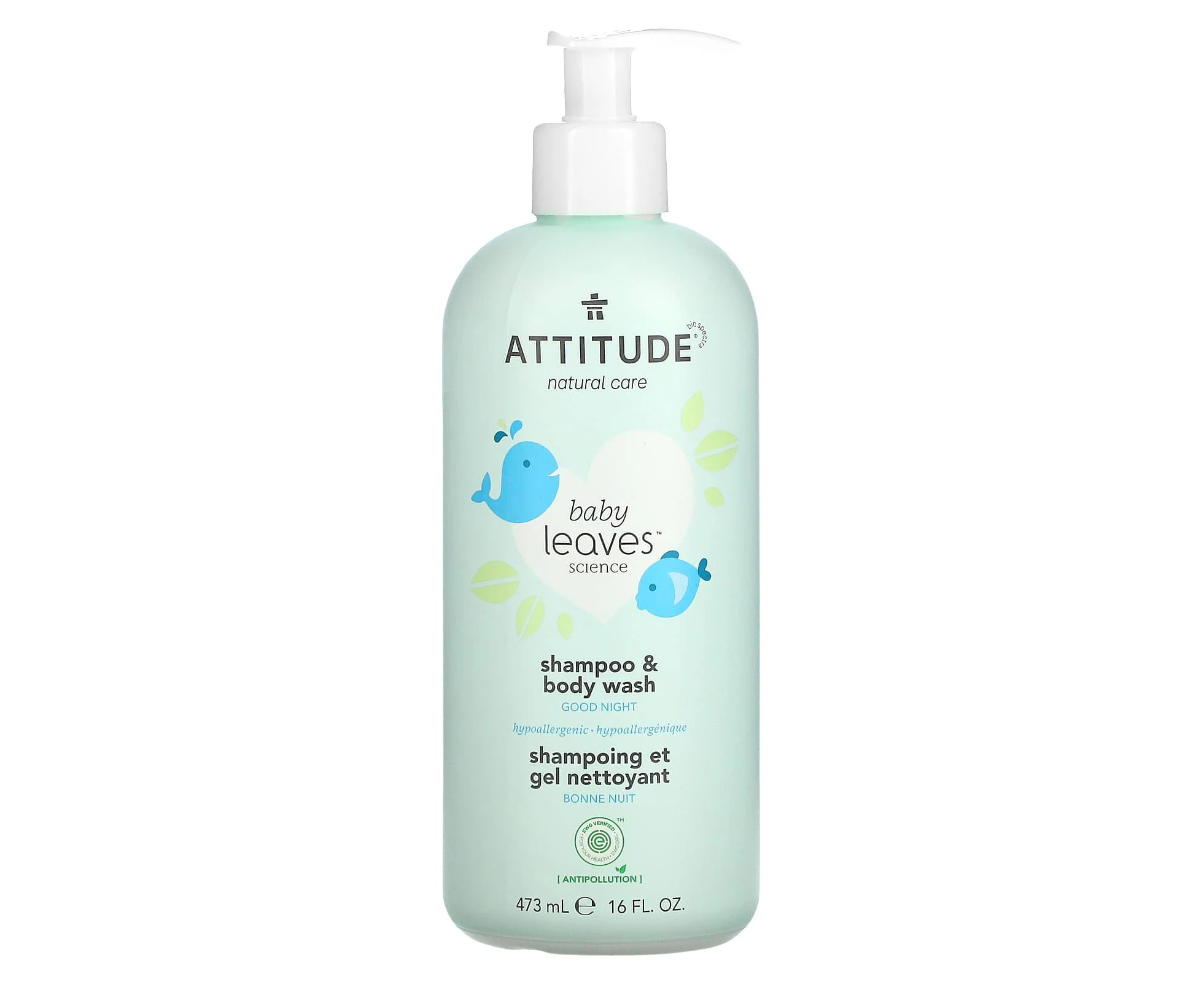 ATTITUDE, Natural Care, Baby Leaves‚Ñ¢, Shampoo & Body Wash, Good Night, 16 fl oz (473 ml)