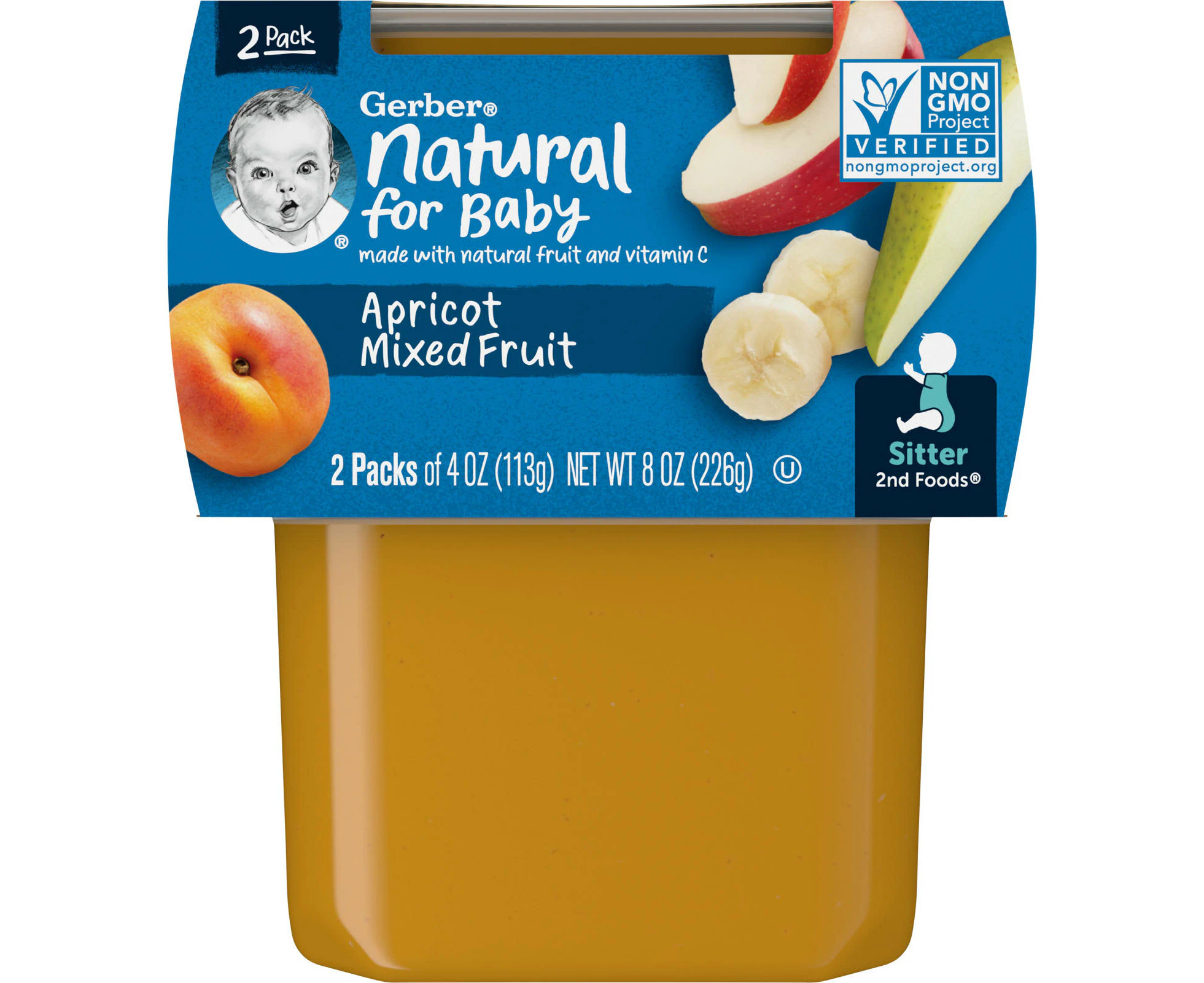 Gerber, Natural for Baby, 2nd Foods, Apricot Mixed Fruit, 2 Pack, 4 oz (113 g) Each