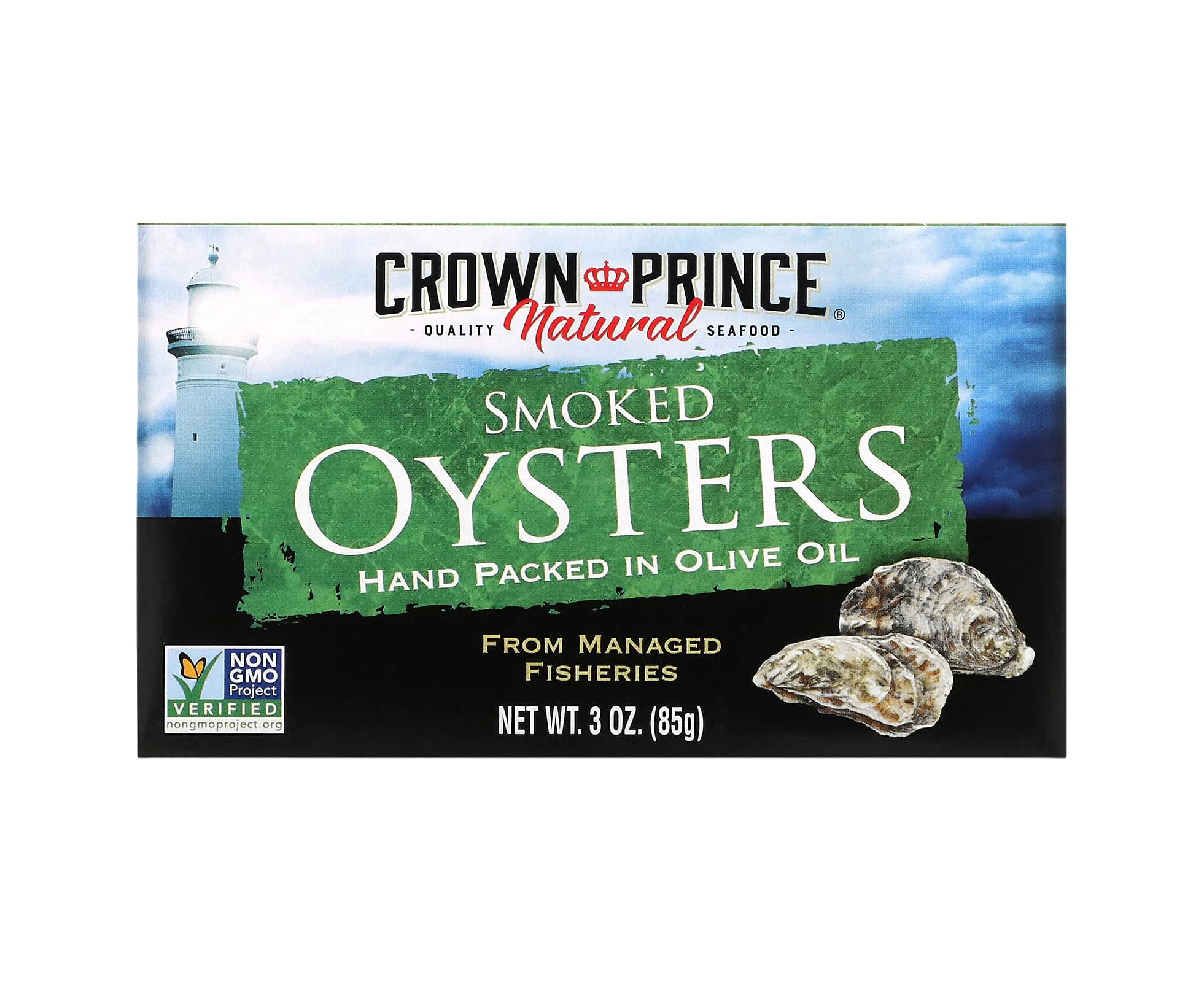 Crown Prince Natural, Smoked Oysters, In Olive Oil, 3 oz (85 g)