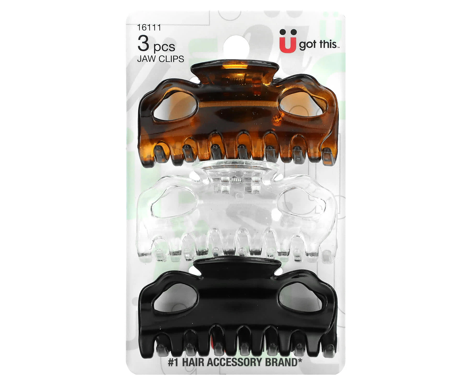 Scunci, Jaw Clips, Assorted Colors, 3 Pieces