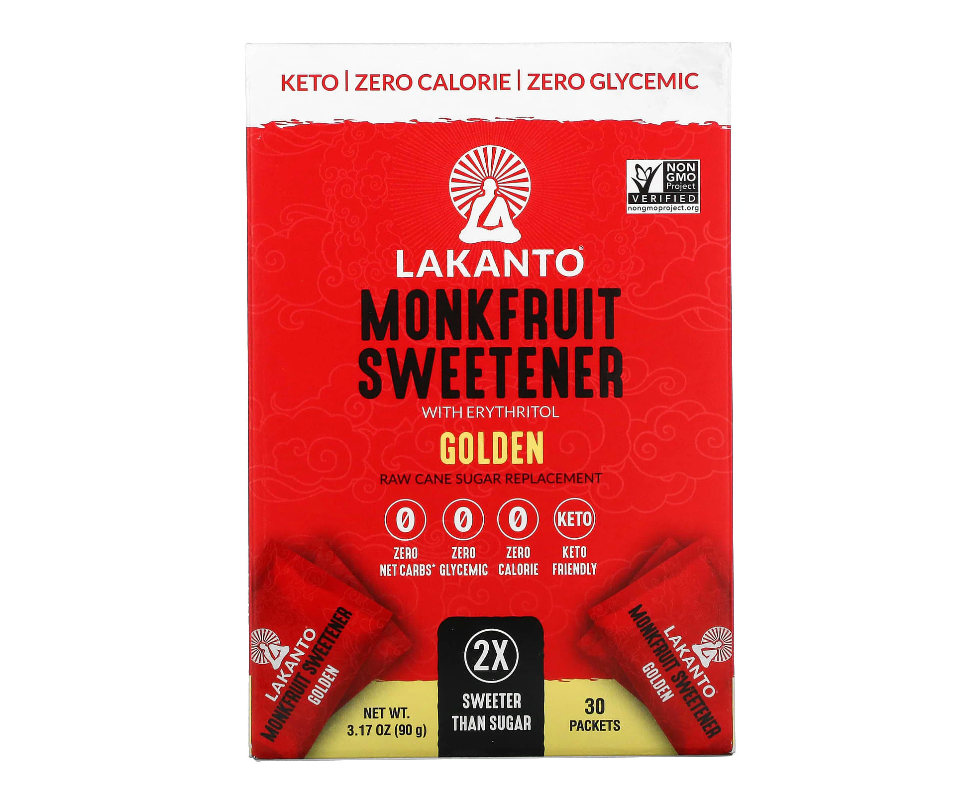 Lakanto, Monkfruit Sweetener with Erythritol, Golden, 30 Packets