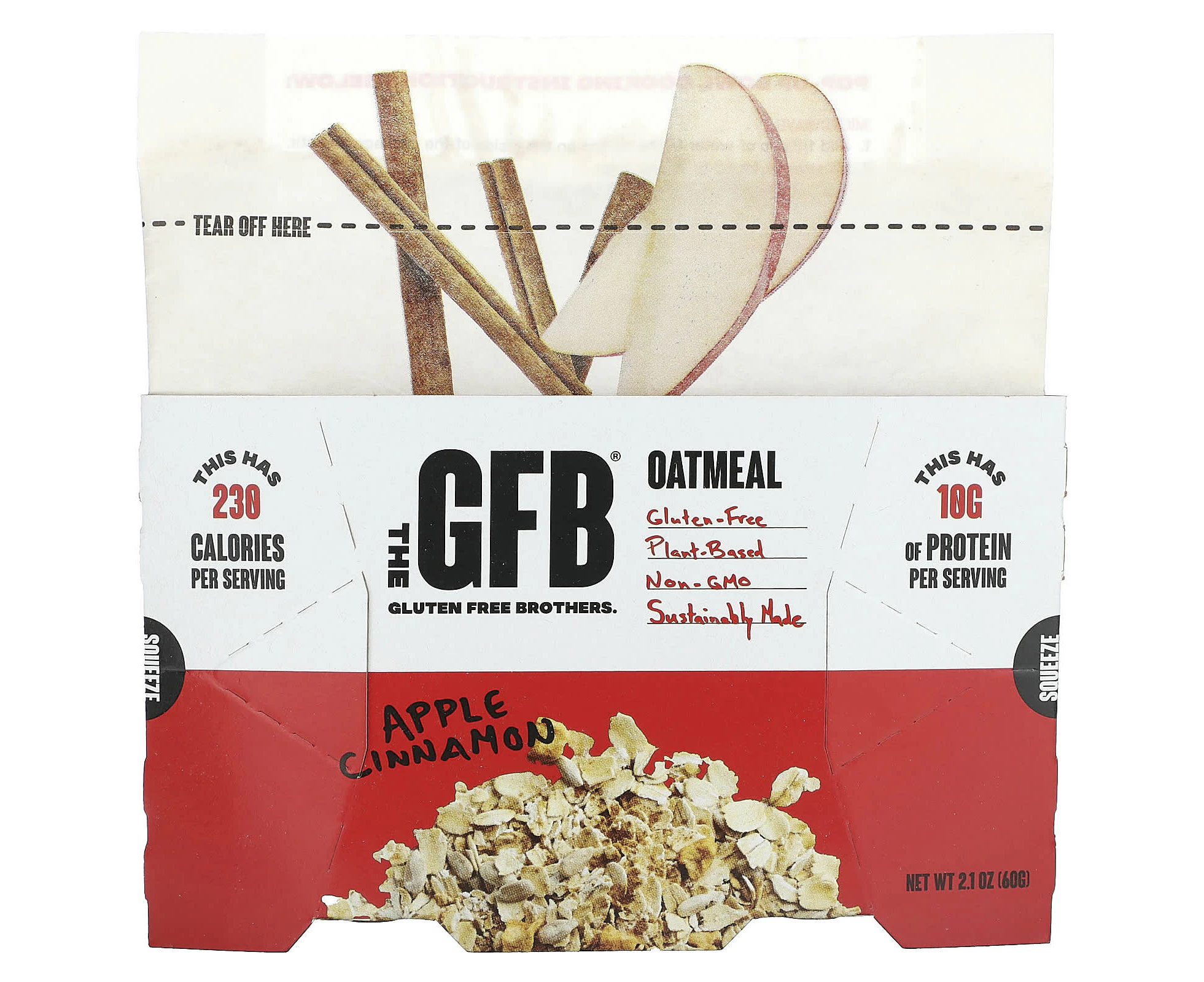 The GFB, Gluten Free Oatmeal, Apple Cinnamon, 2.1 oz (60 g)