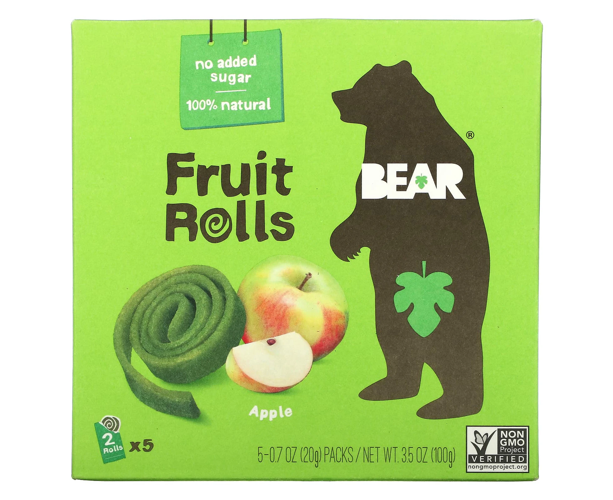 Bear, Fruit Rolls, Apple, 5 Packs, 0.7 oz (20 g) Each