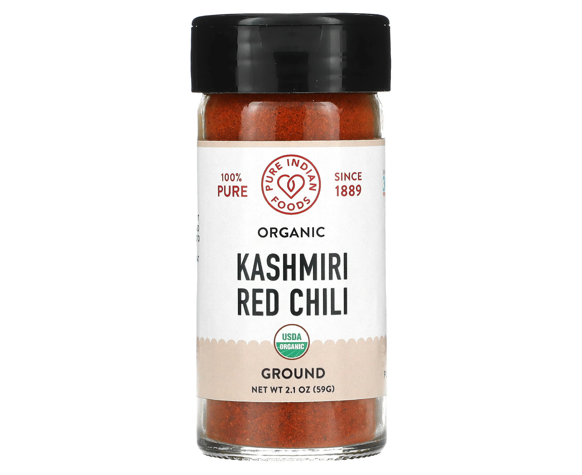 Pure Indian Foods, Organic Kashmiri Red Chili, Ground, 2.1 oz (59 g)