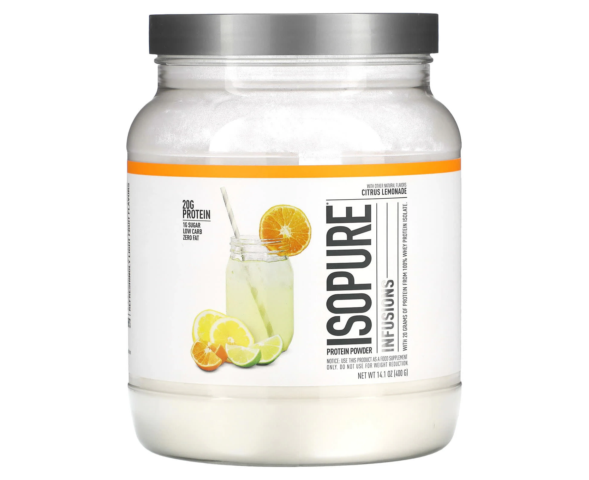 Isopure, Infusions Protein Powder, Citrus Lemonade, 14.1 oz (400 g)