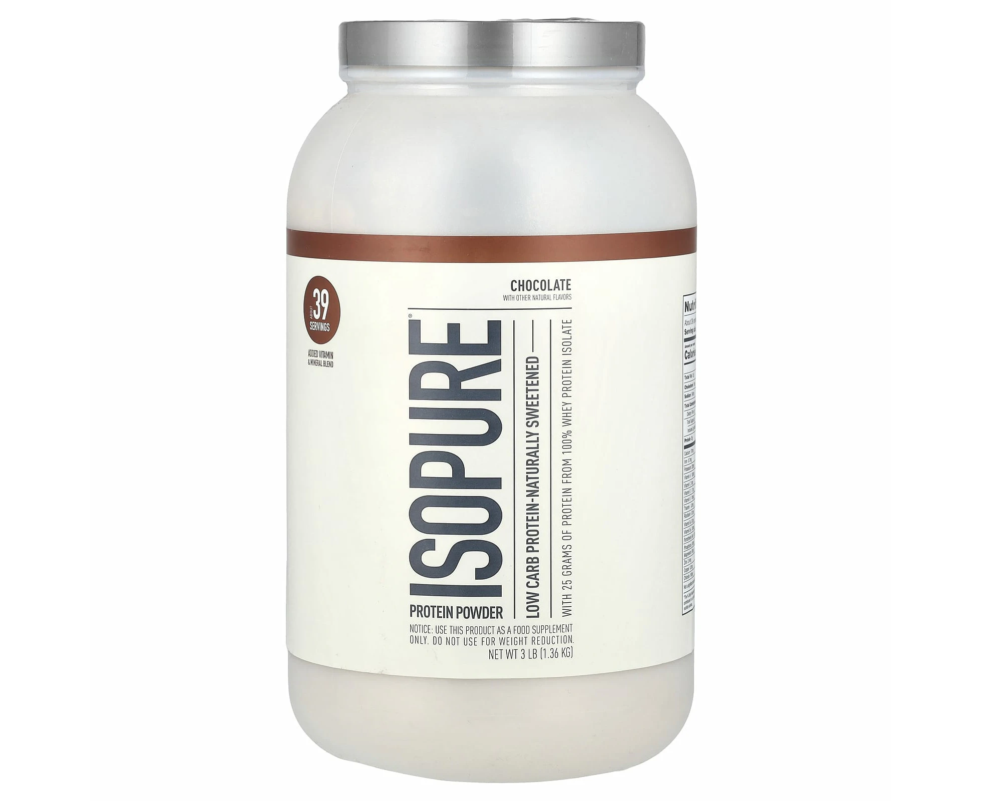 Isopure, Low Carb Protein Powder, Chocolate, 3 lb (1.36 kg)