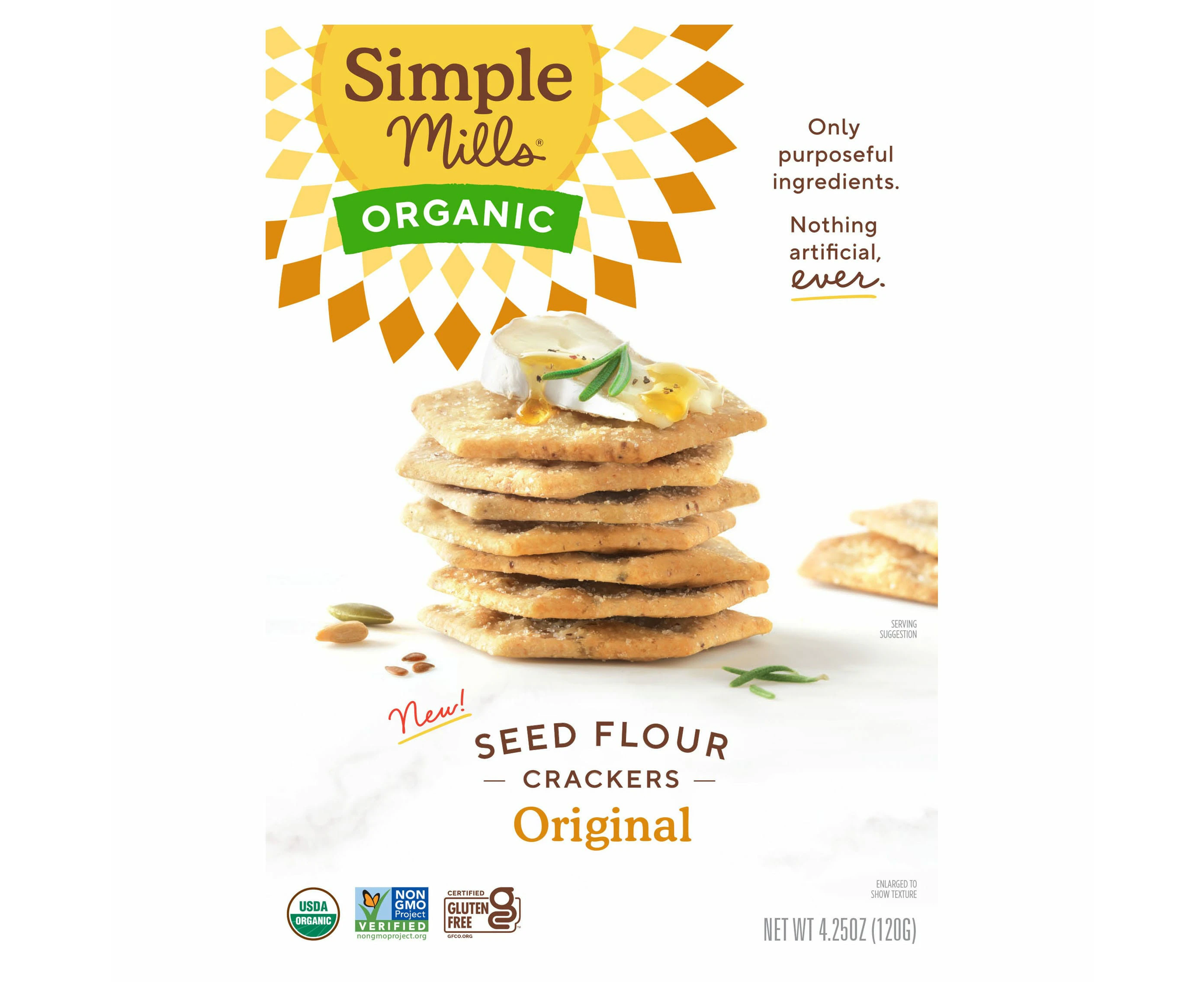 Simple Mills, Organic Seed Flour Crackers, Original, 4.25 oz (120 g)