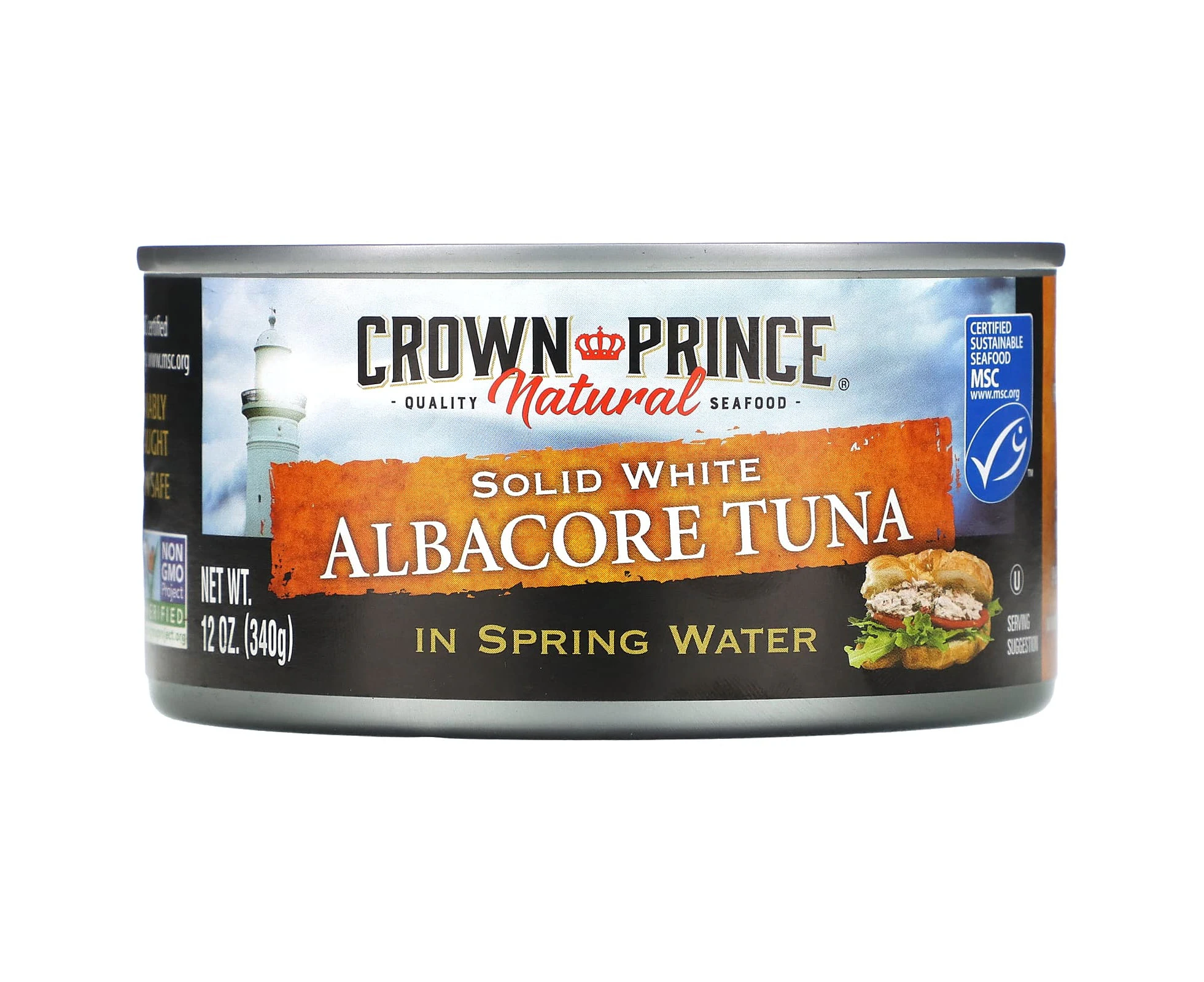 Crown Prince Natural, Albacore Tuna, Solid White, In Spring Water, 12 oz (340 g)