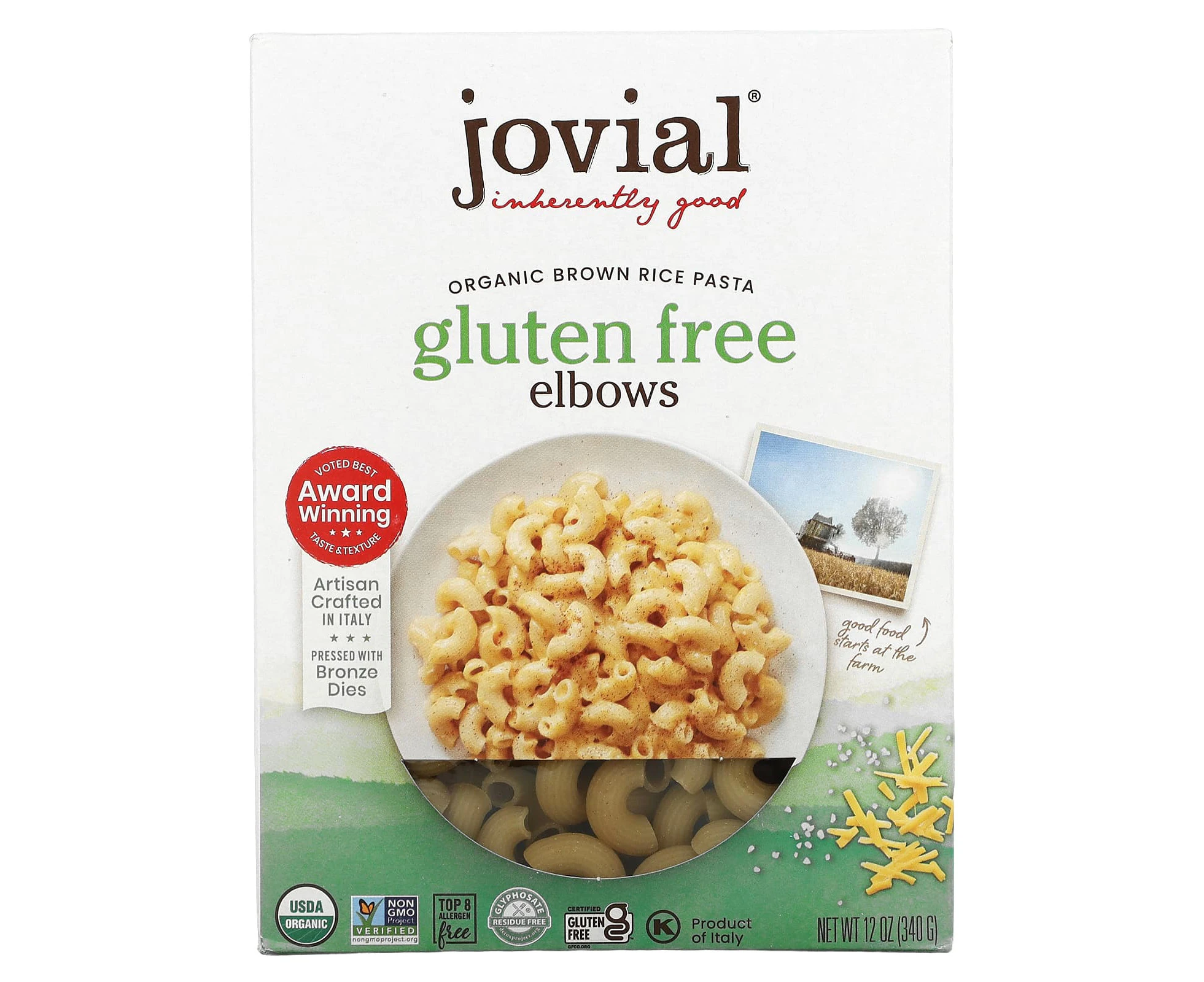 Jovial, Organic Brown Rice Pasta, Elbows, 12 oz (340 g)