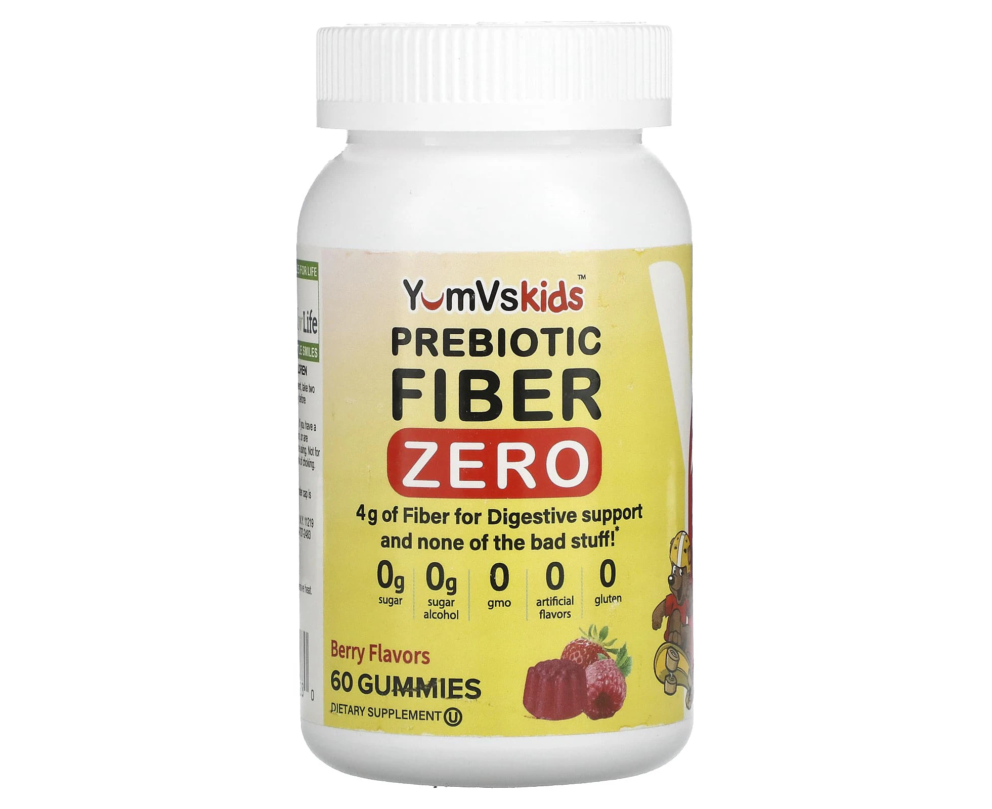 YumV's, Prebiotic Fiber Zero, Berry, 4 g, 60 Gummies (2 g per Gummy)