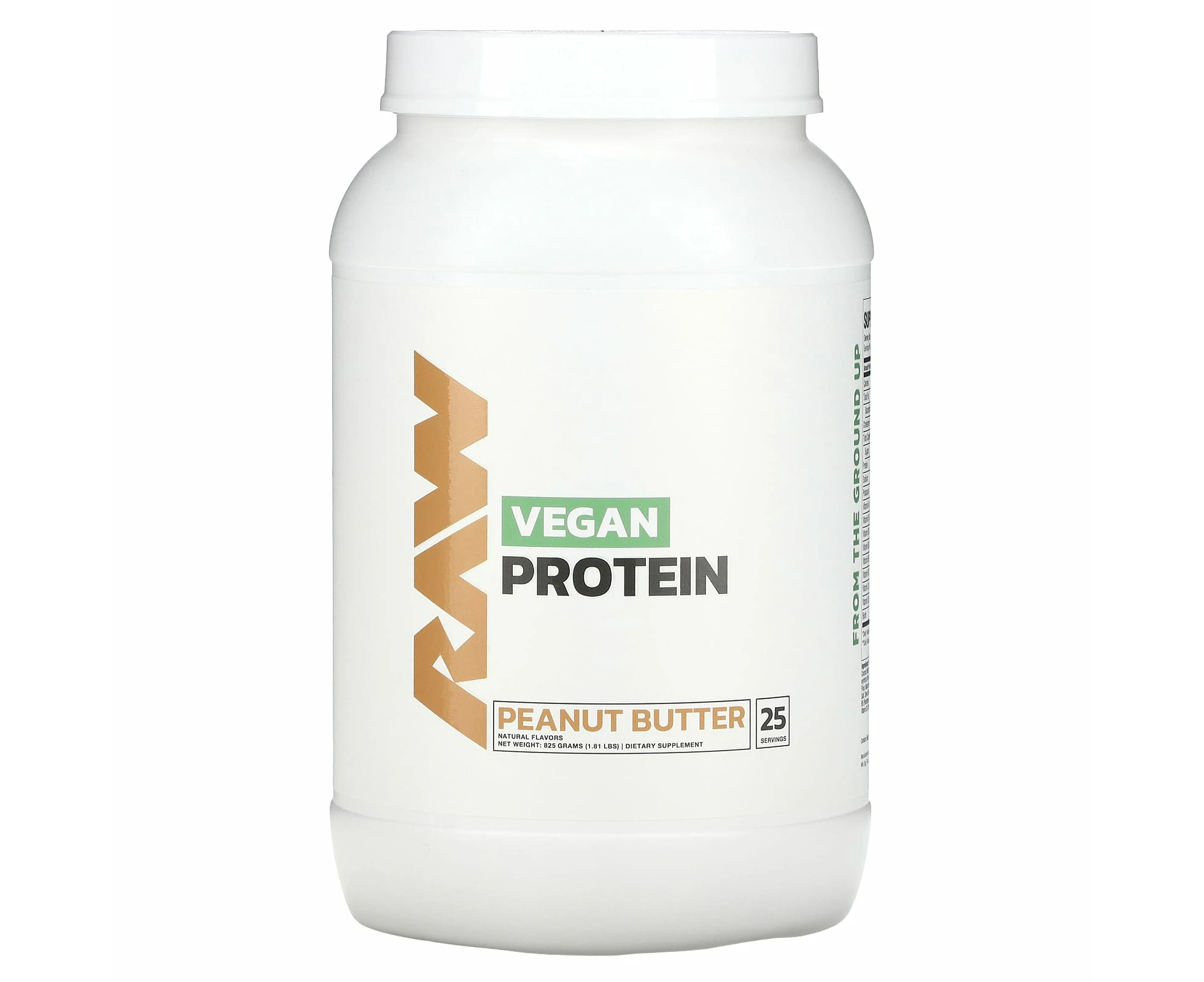 Raw Nutrition, Vegan Protein, Peanut Butter, 1.81 lbs (825 g)