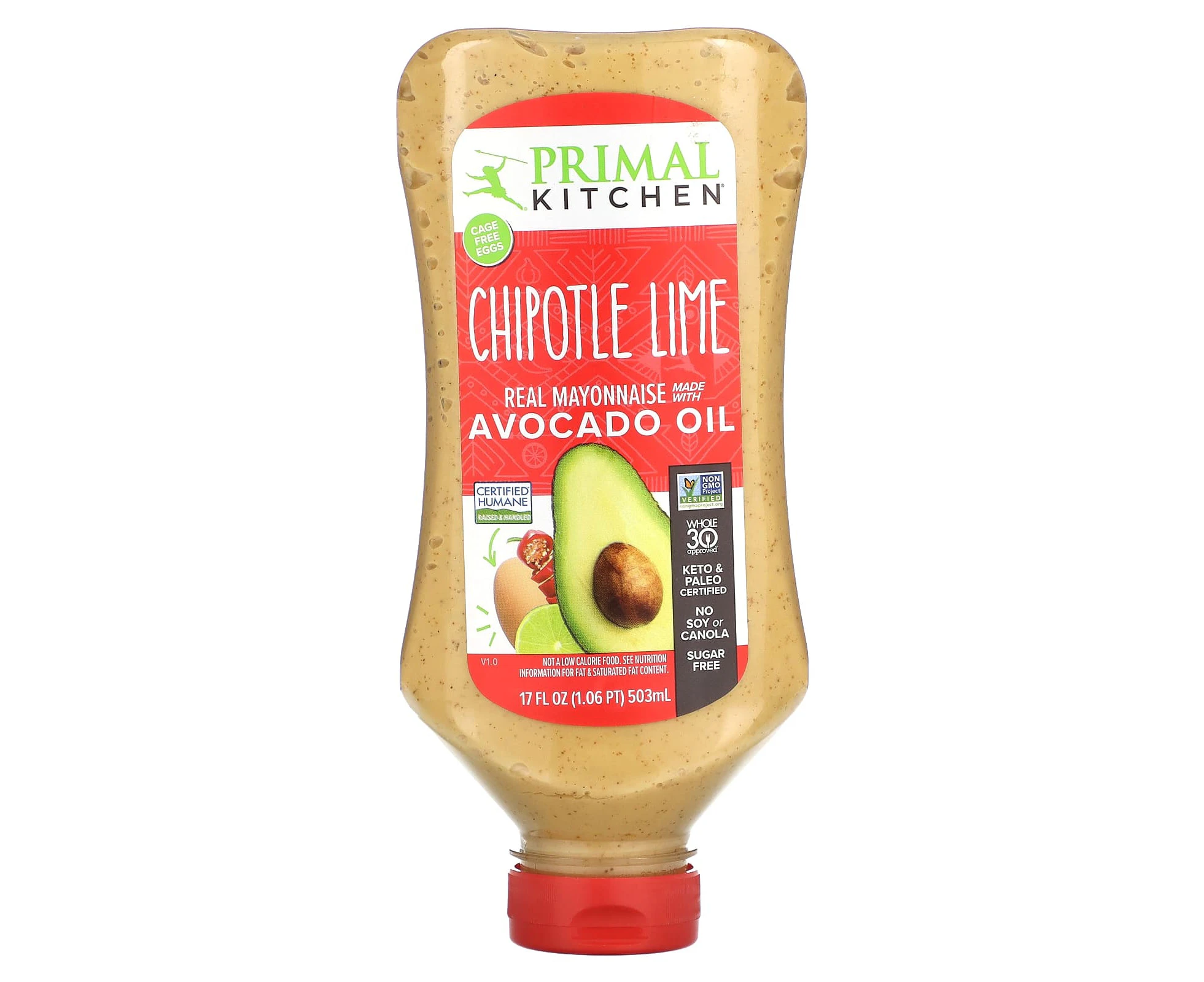 Primal Kitchen, Real Mayonnaise Made With Avocado Oil, Chipotle Lime, 17 fl oz (503 ml)