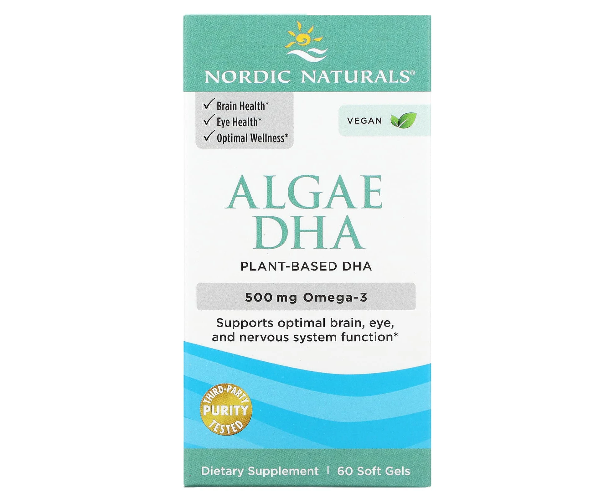 Nordic Naturals, Algae DHA, 500 mg, 60 Soft Gels (250 mg per Soft Gel )