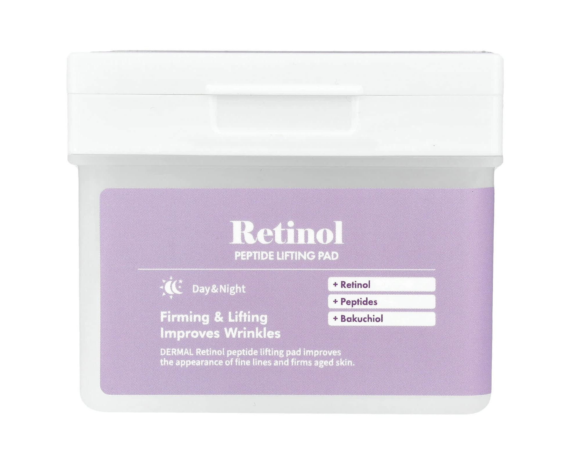 Dermal, Retinol Peptide Lifting Pad, 120 Cotton Hole Pads