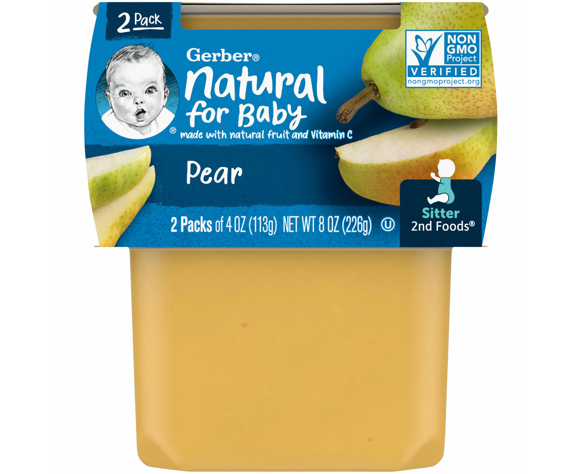 Gerber, Natural for Baby, 2nd Foods, Pear, 2 Pack, 4 oz (113 g) Each