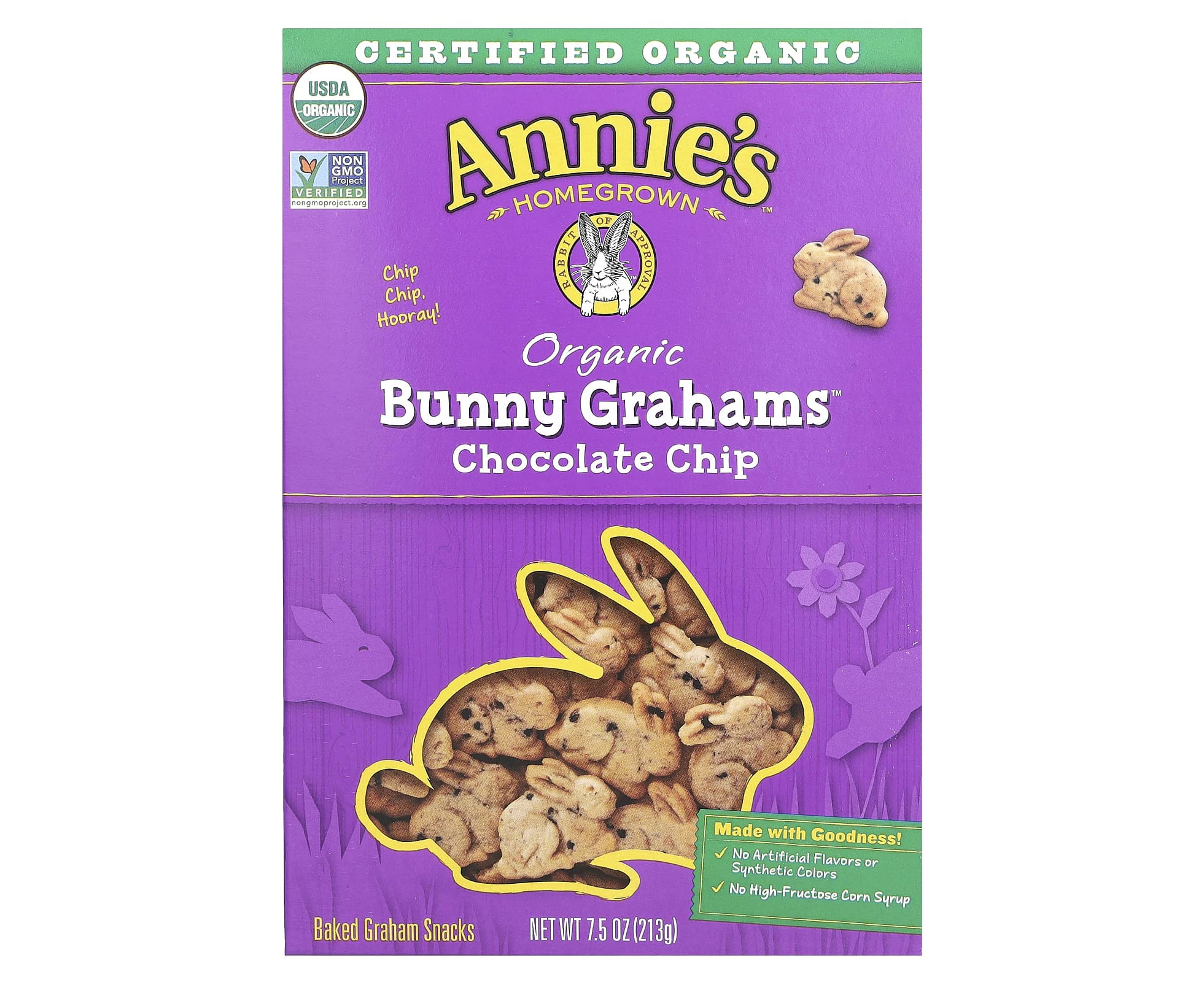 Annie's Homegrown, Organic Baked Bunny Graham Snacks, Chocolate Chip, 7.5 oz (213 g)