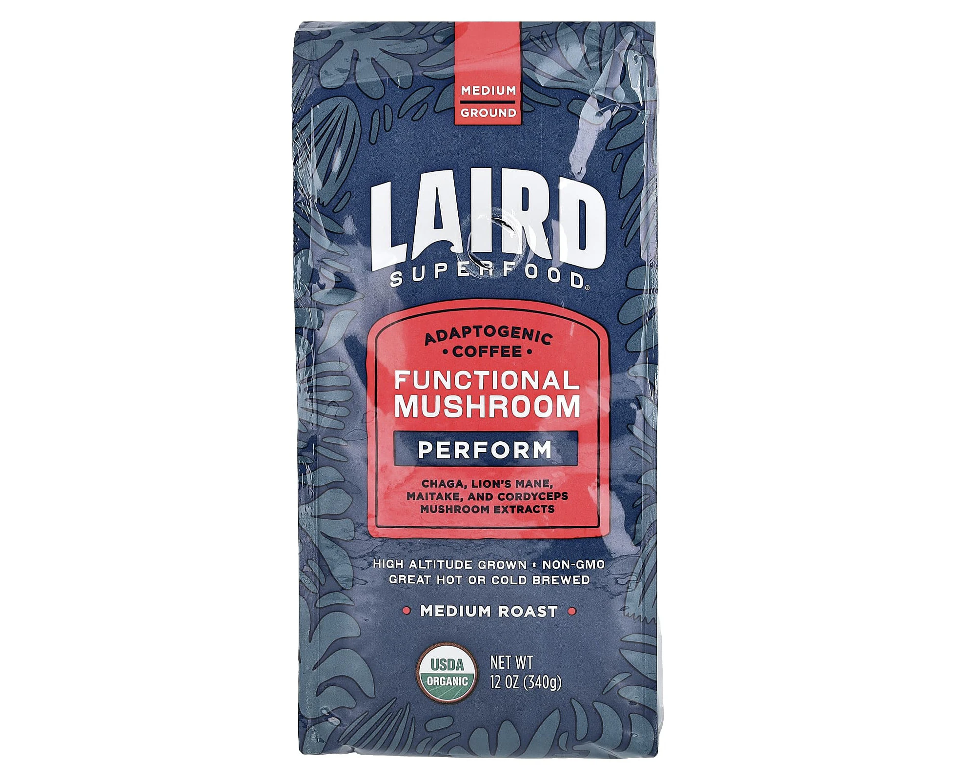 Laird Superfood, Functional Mushroom Coffee, Perform, Ground, Medium Roast, 12 oz (340 g)