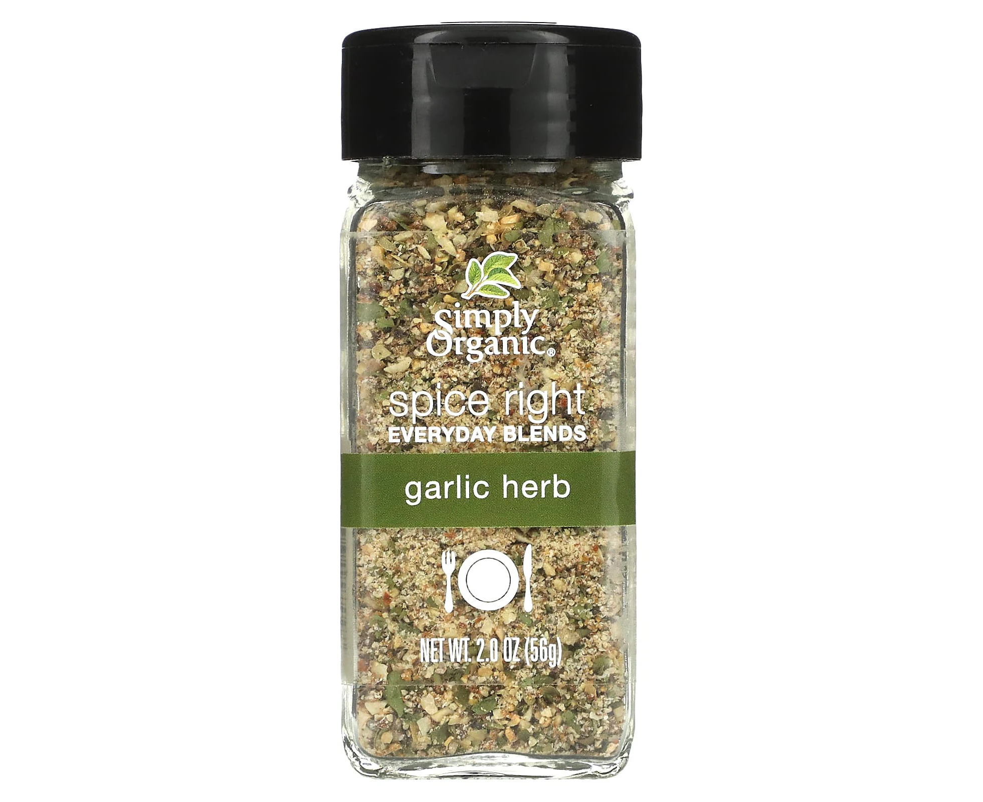 Simply Organic, Spice Right Everyday Blends, Garlic Herb, 2 oz (56 g)