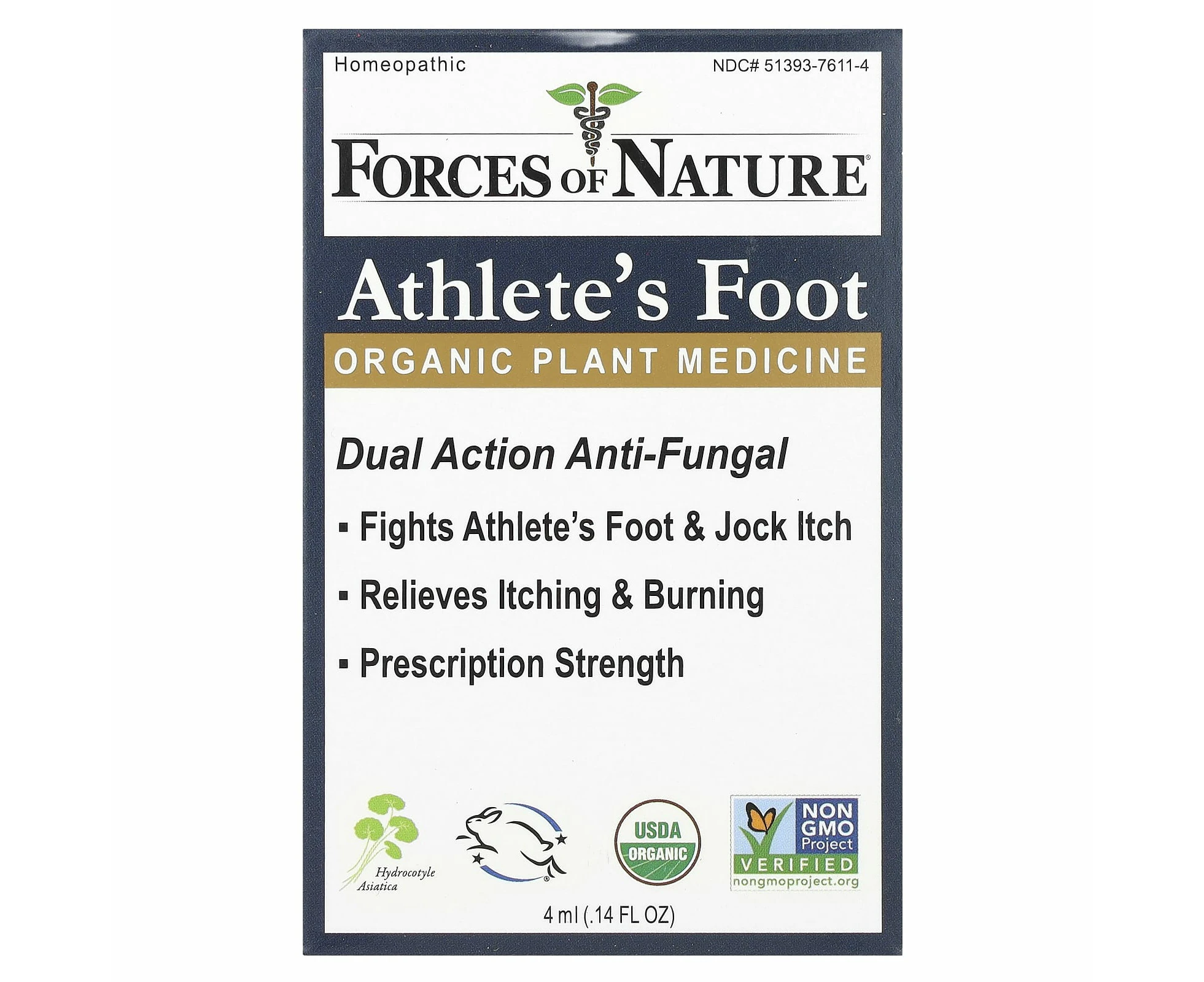 Forces of Nature, Athlete's Foot, Organic Plant Medicine, 0.14 fl oz (4 ml)