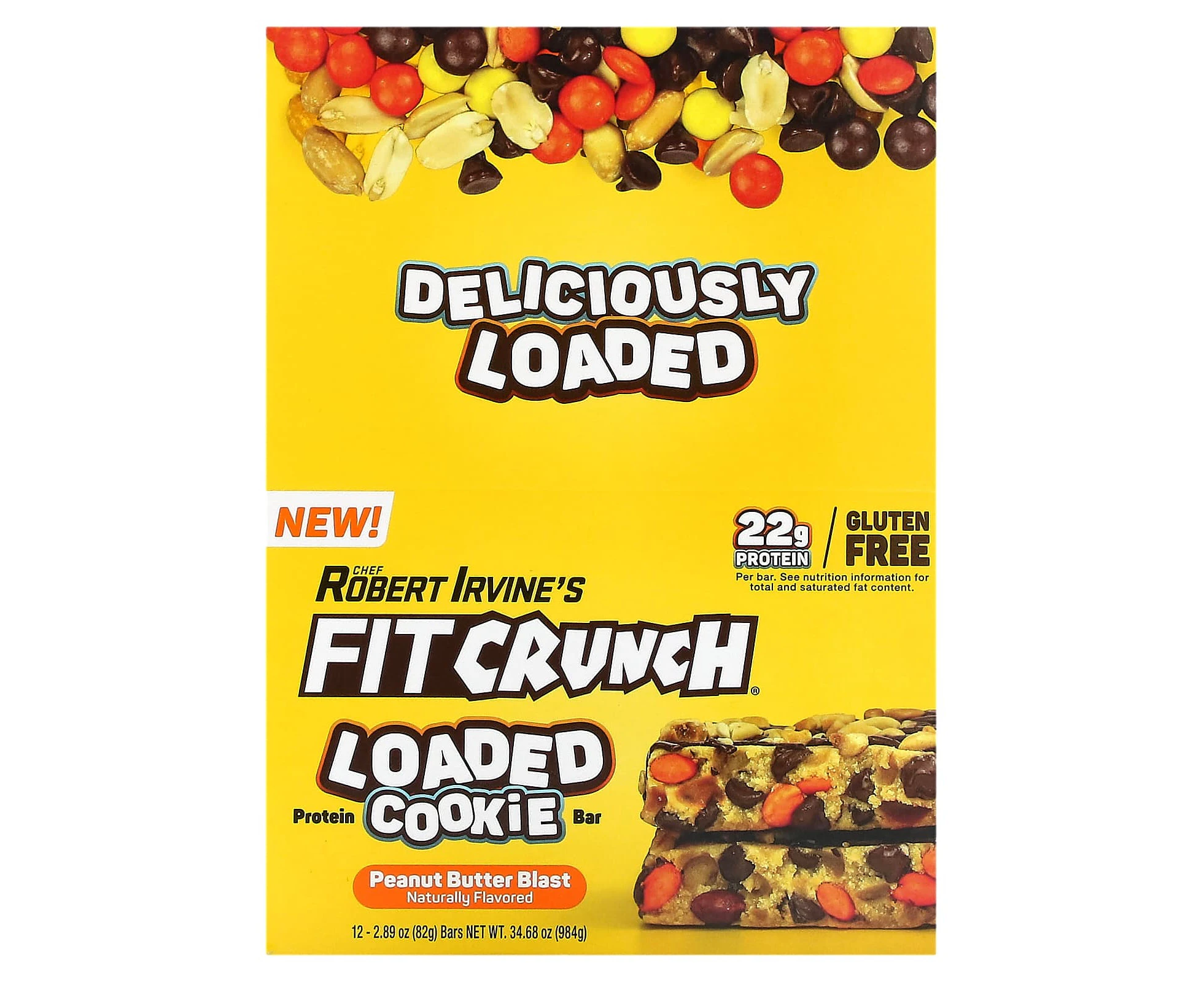 FITCRUNCH, Protein Loaded Cookie Bar, Peanut Butter Blast, 12 Bars, 2.89 (82 g) Each