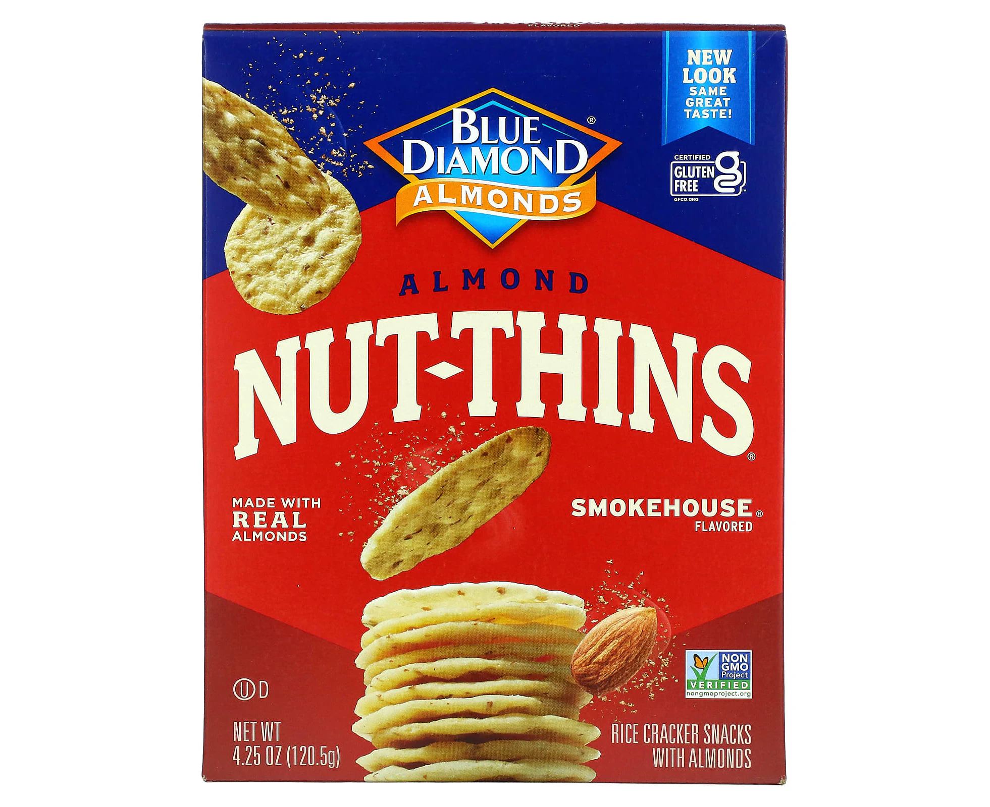 Blue Diamond, Almond Nut-Thins, Rice Cracker Snacks with Almonds, Smokehouse, 4.25 oz (120.5 g)