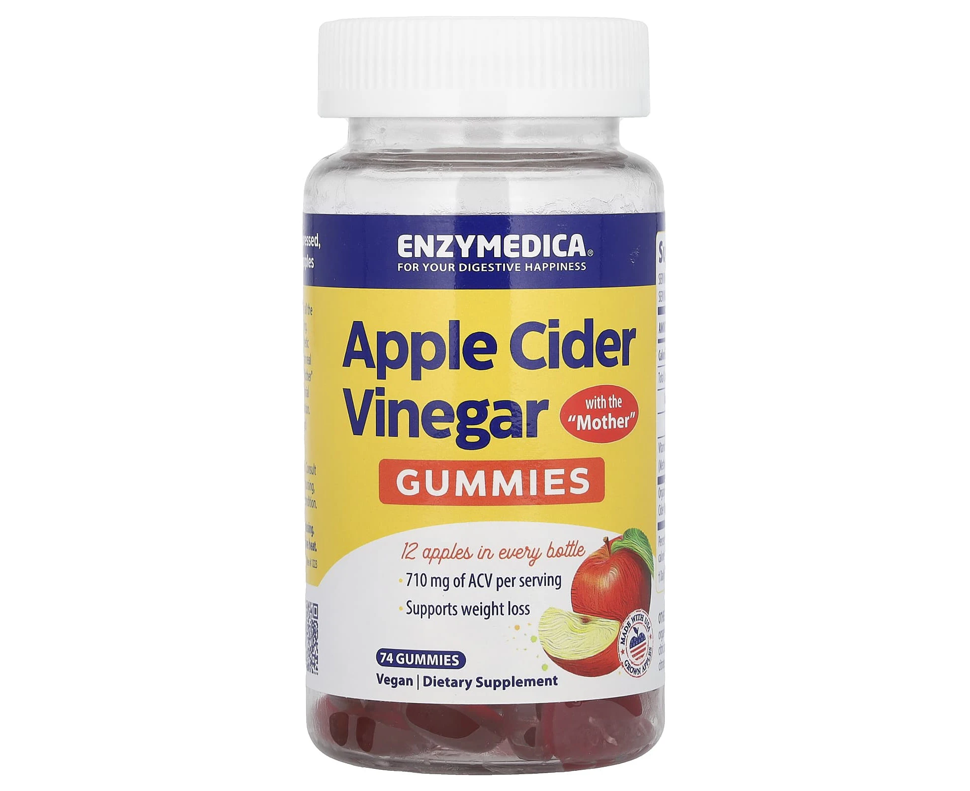 Enzymedica, Apple Cider Vinegar Gummies with the Mother, 74 Gummies