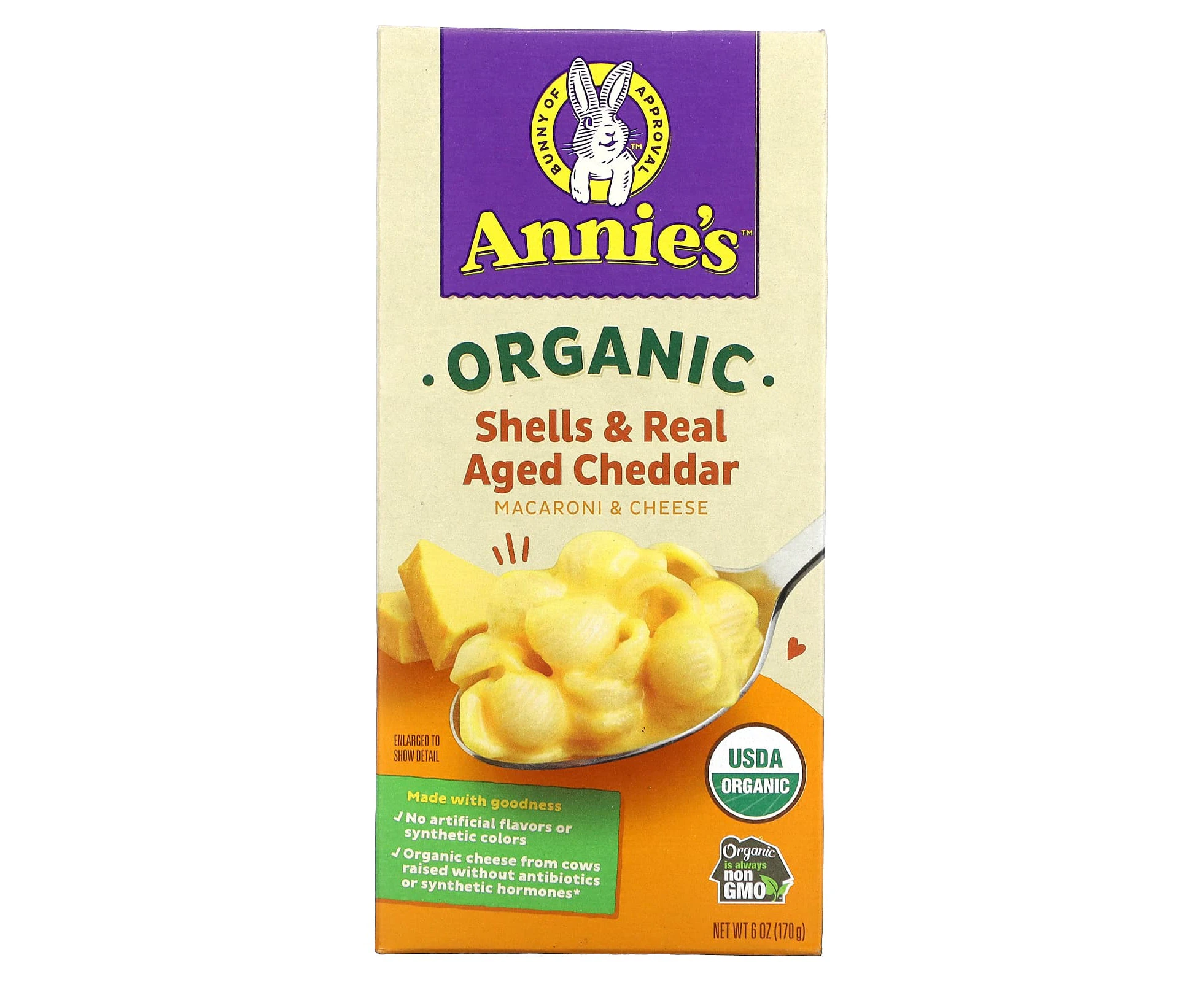 Annie's Homegrown, Organic Macaroni & Cheese, Shells & Real Aged Cheddar, 6 oz (170 g)