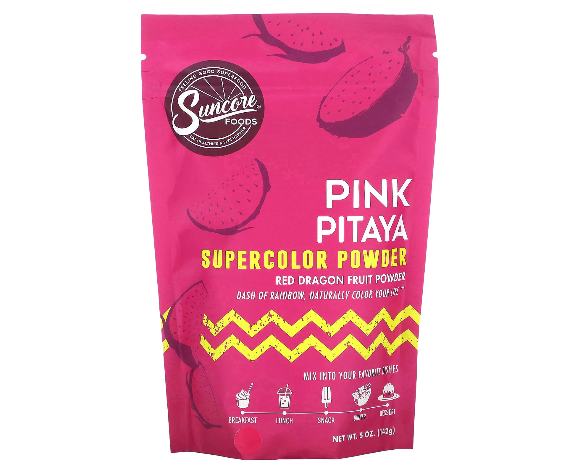 Suncore Foods, Pink Pitaya Supercolor Powder, Red Dragon Fruit, 5 oz (142 g)