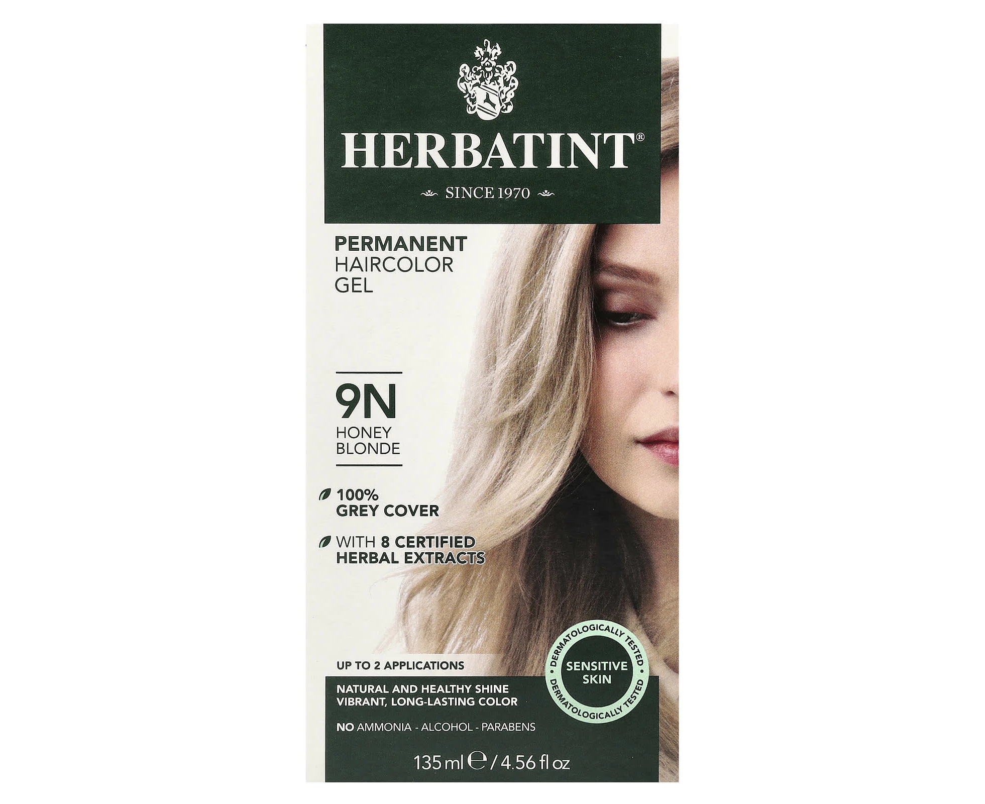 Herbatint, Permanent Haircolor Gel, 9N, Honey Blonde, 4.56 fl oz (135 ml)