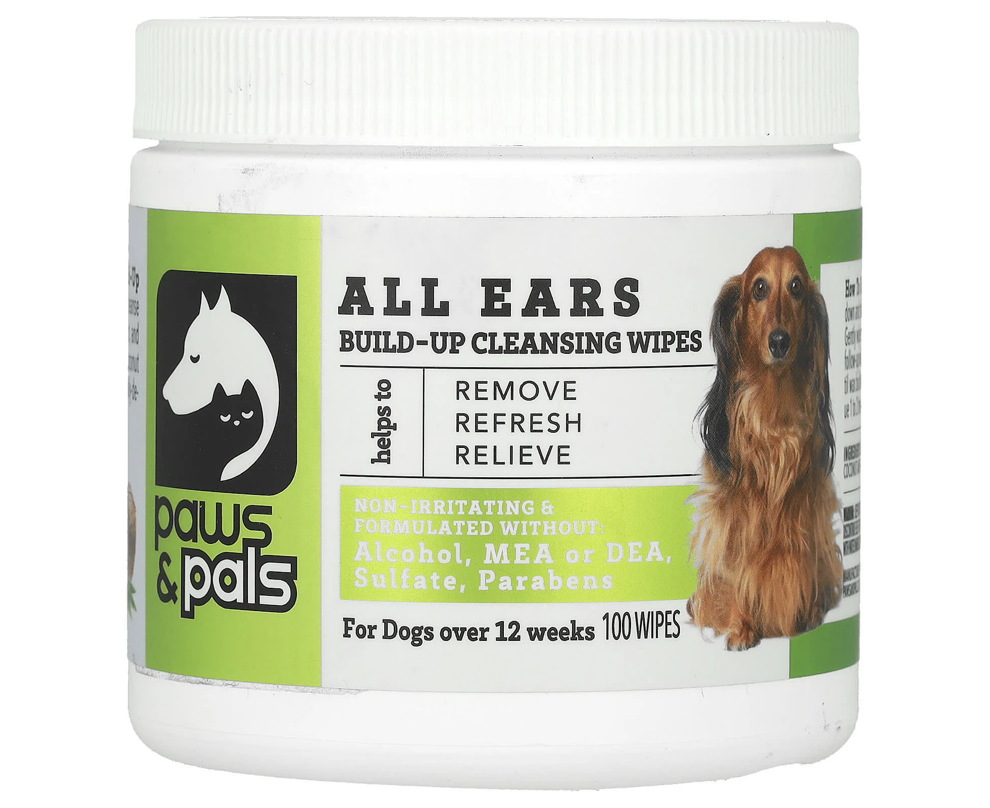 Paws & Pals, All Ears, Build-Up Cleaning Wipes, For Dogs, 100 Wipes