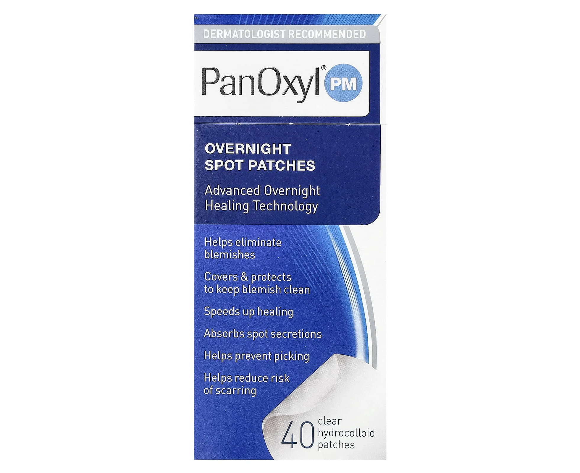 PanOxyl, PM, Overnight Spot Patches, 40 Clear Hydrocolloid Patches