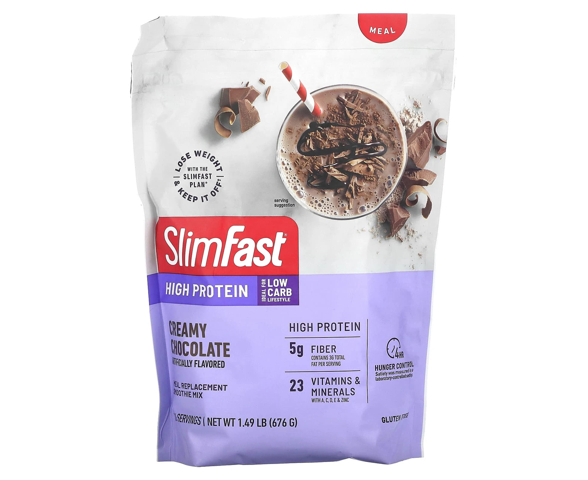 SlimFast, High Protein, Meal Replacement Smoothie Mix, Creamy Chocolate, 1.49 lb (676 g)