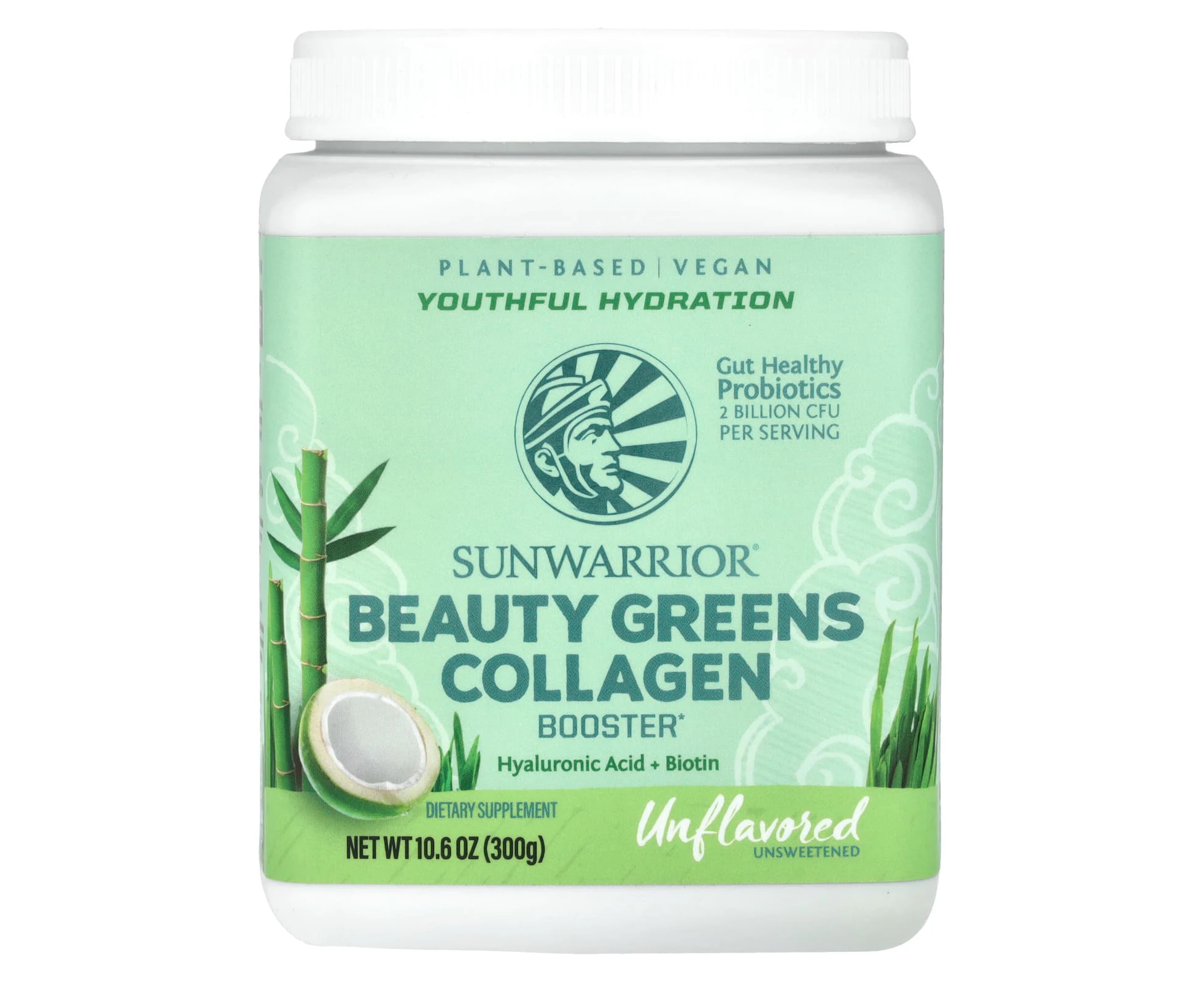 Sunwarrior, Beauty Greens Collagen Booster, Unflavored, 10.6 oz (300 g)