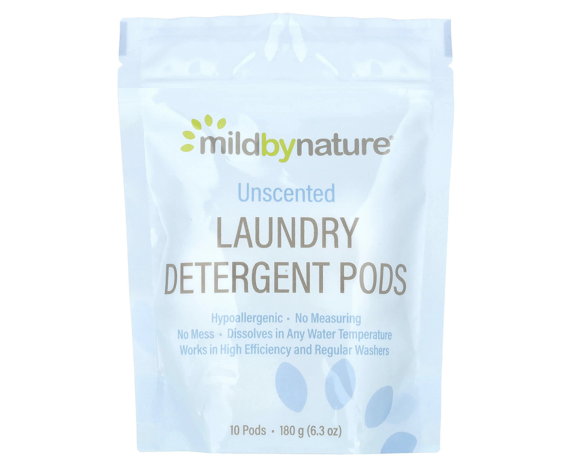 Mild By Nature, Laundry Detergent Pods, Unscented, 10 Pods, 6.3 oz (180 g)