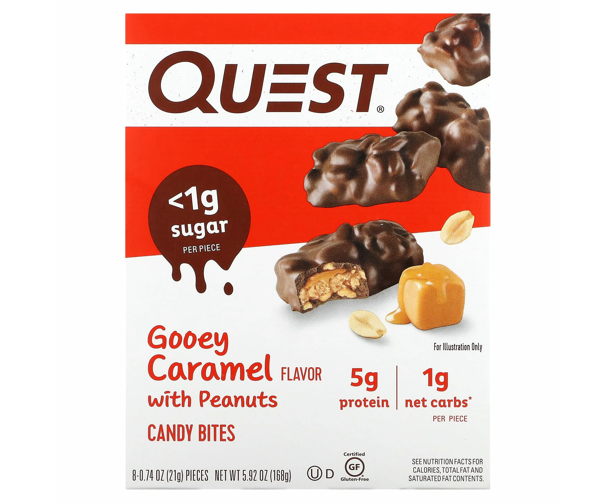 Quest Nutrition, Candy Bites, Gooey Caramel with Peanuts, 8 Bites, 0.74 oz (21 g) Each