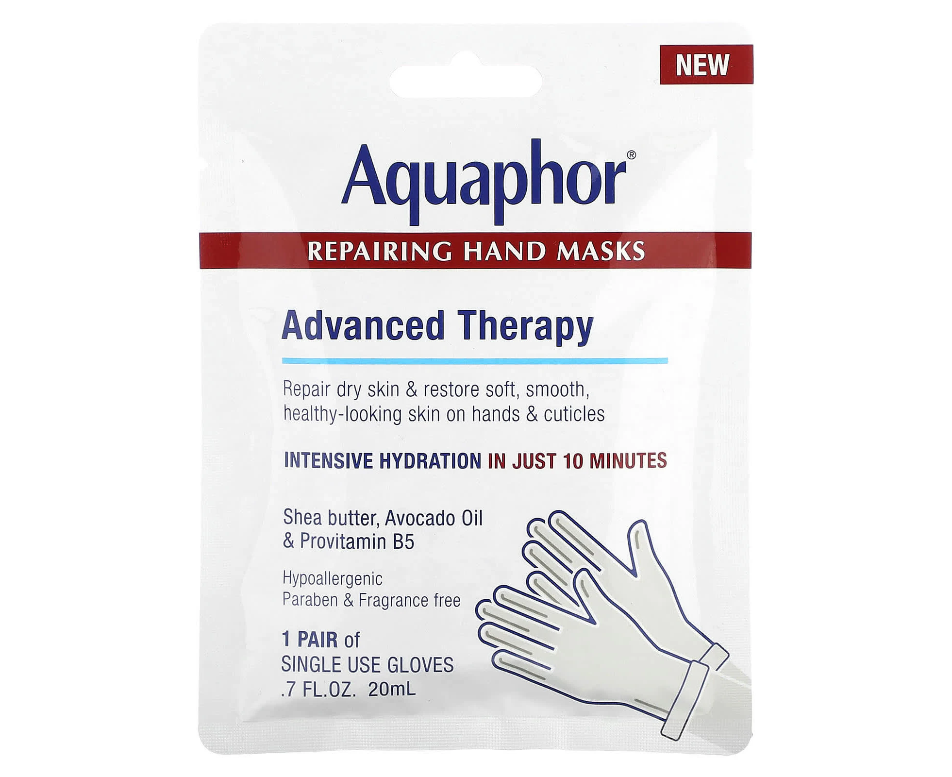 Aquaphor, Repairing Hand Masks, 1 Pair, .7 fl oz (20 ml)