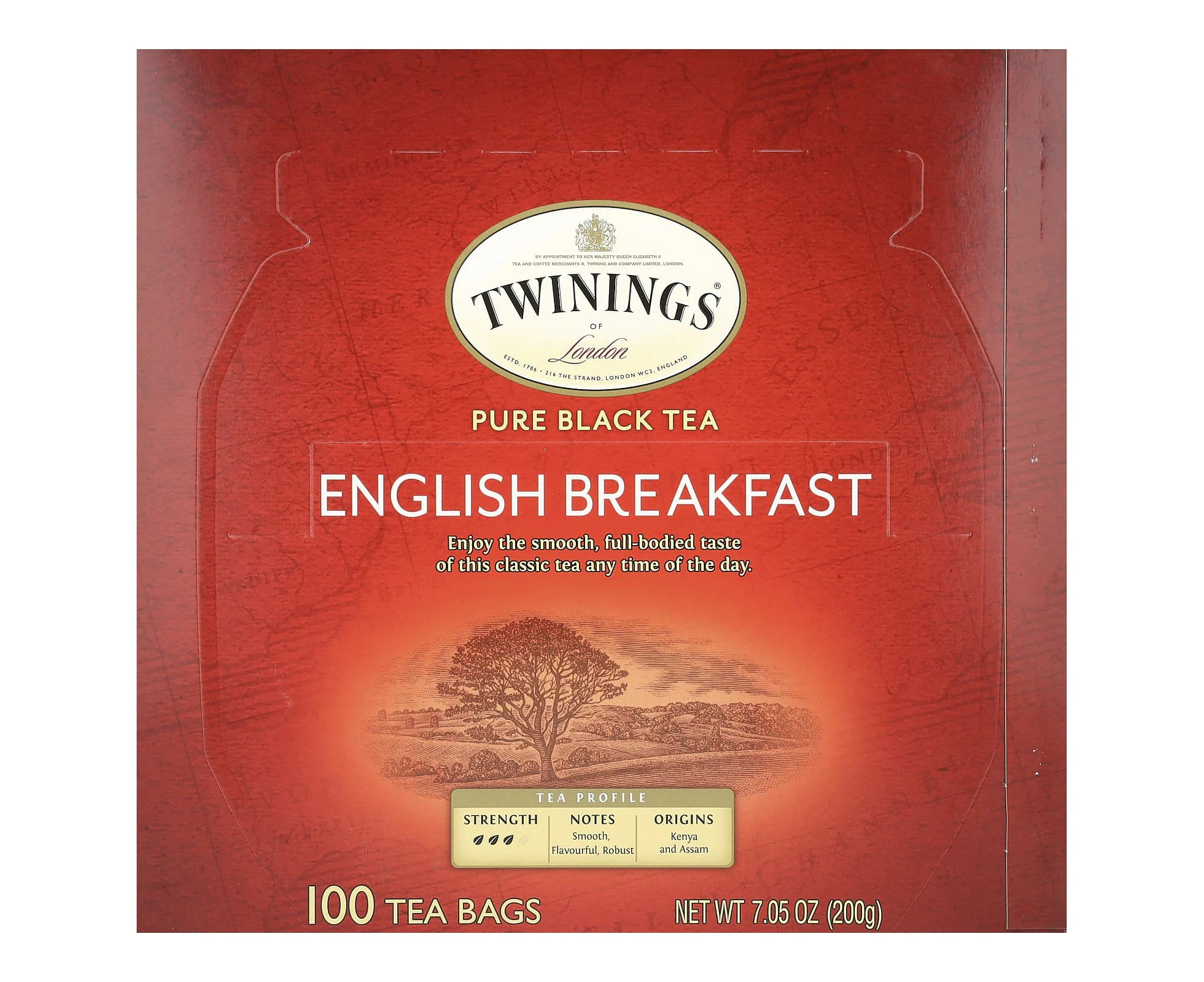 Twinings, Pure Black Tea, English Breakfast, 100 Tea Bags, 7.05 oz (200 g)