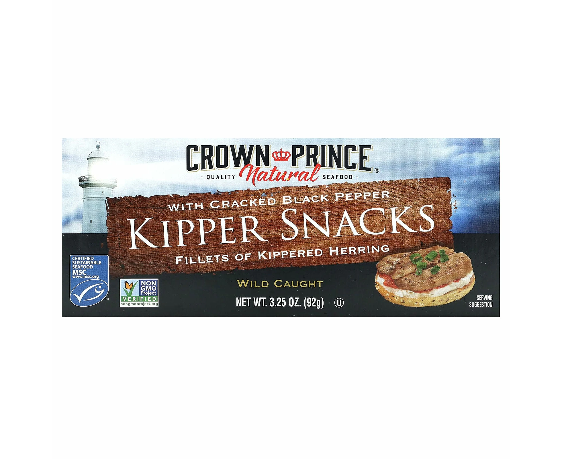 Crown Prince Natural, Kipper Snacks with Cracked Black Pepper, 3.25 oz (92 g)