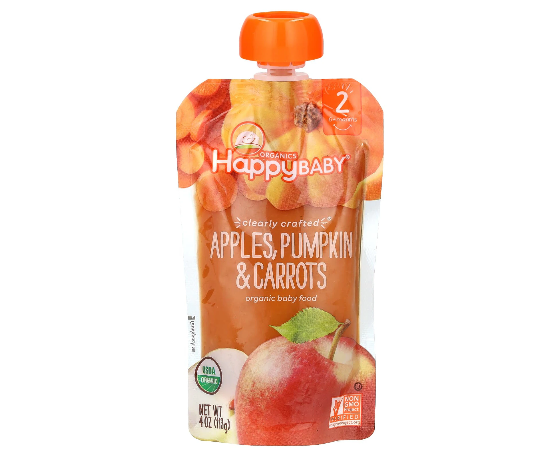 Happy Family Organics, Happy Baby, Organic Baby Food, 6+ Months, Apples, Pumpkin & Carrots, 4 oz (113 g)