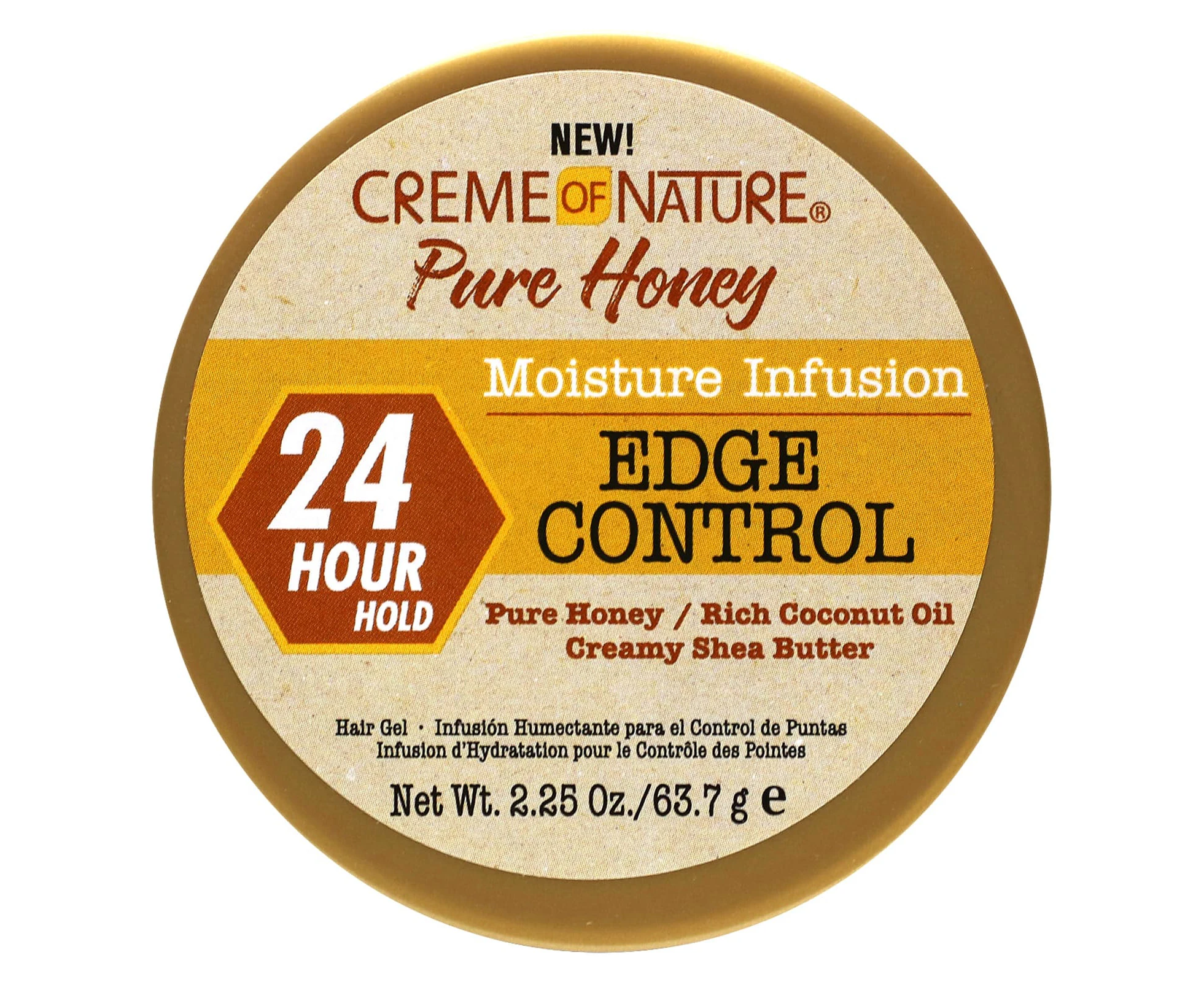 Creme Of Nature, Pure Honey, Moisture Infusion, Edge Control Hair Gel, 2.25 oz (63.7 g)