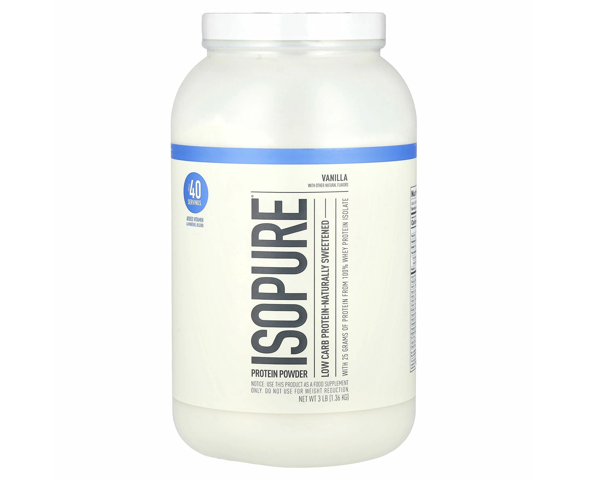 Isopure, Low Carb Protein Powder, Vanilla, 3 lbs (1.36 kg)