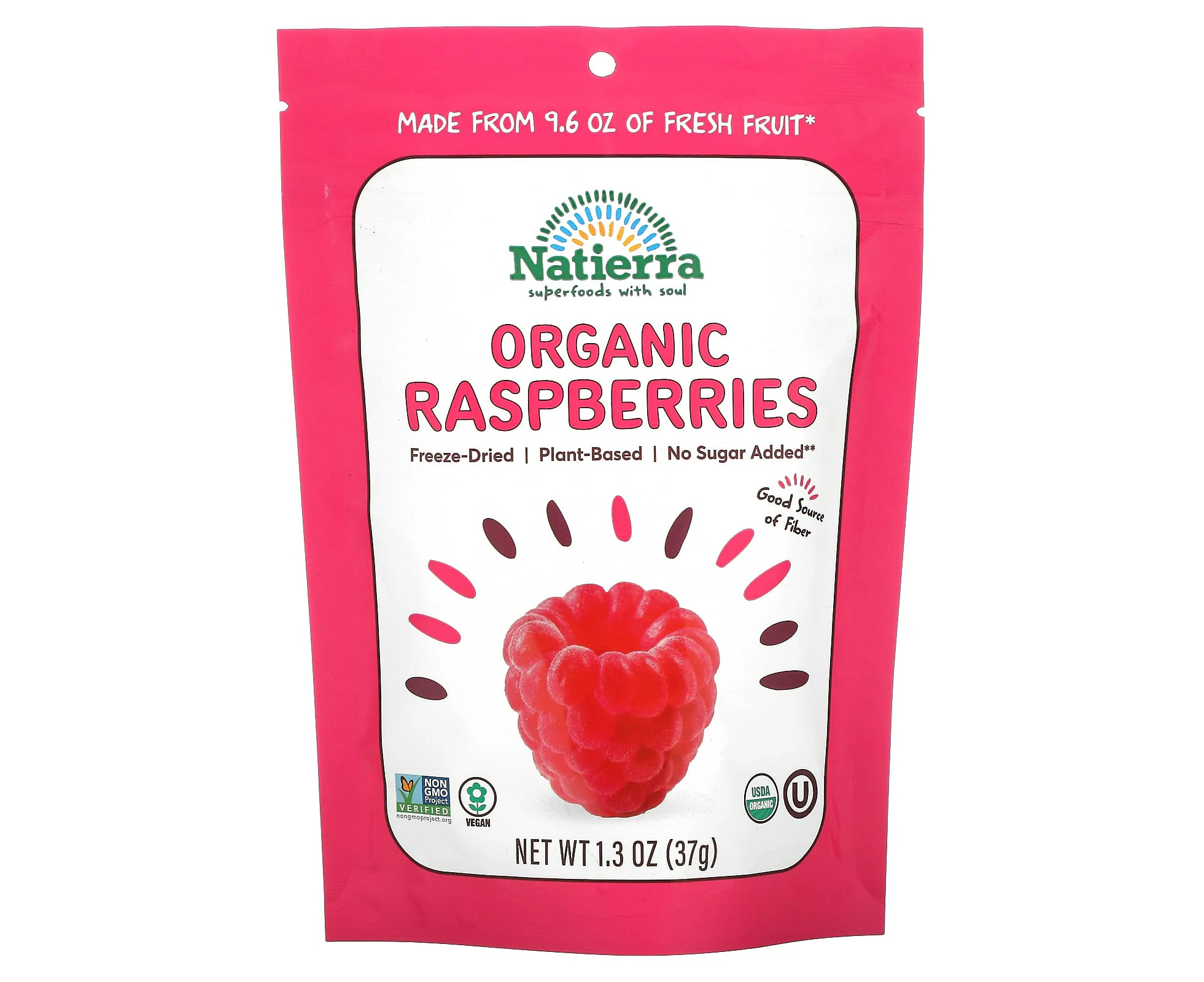 Natierra, Organic Freeze-Dried Raspberries, 1.3 oz (37 g)