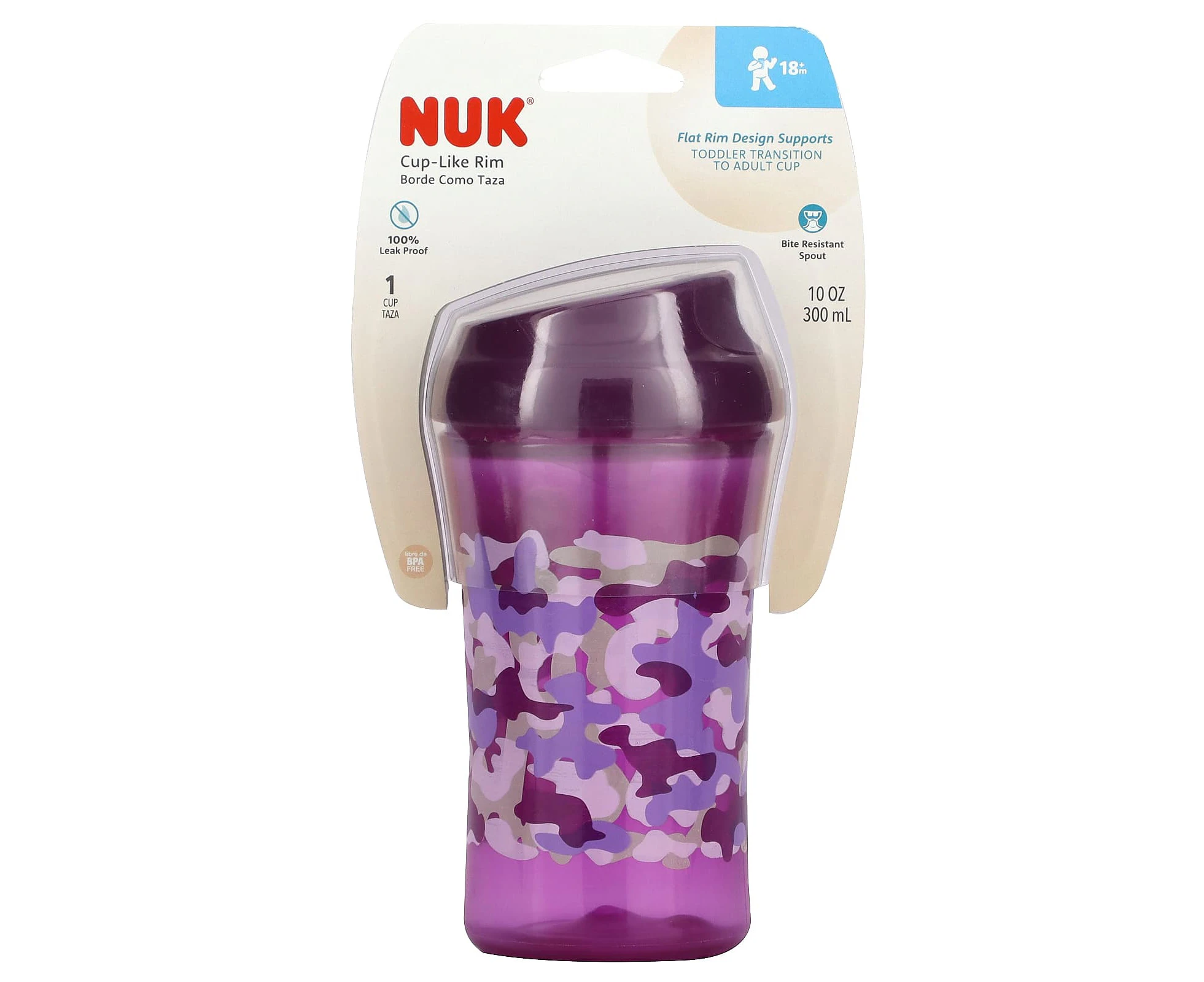 NUK, Cup-Like Rim, 18+ Months, Purple, 10 oz (300 ml)